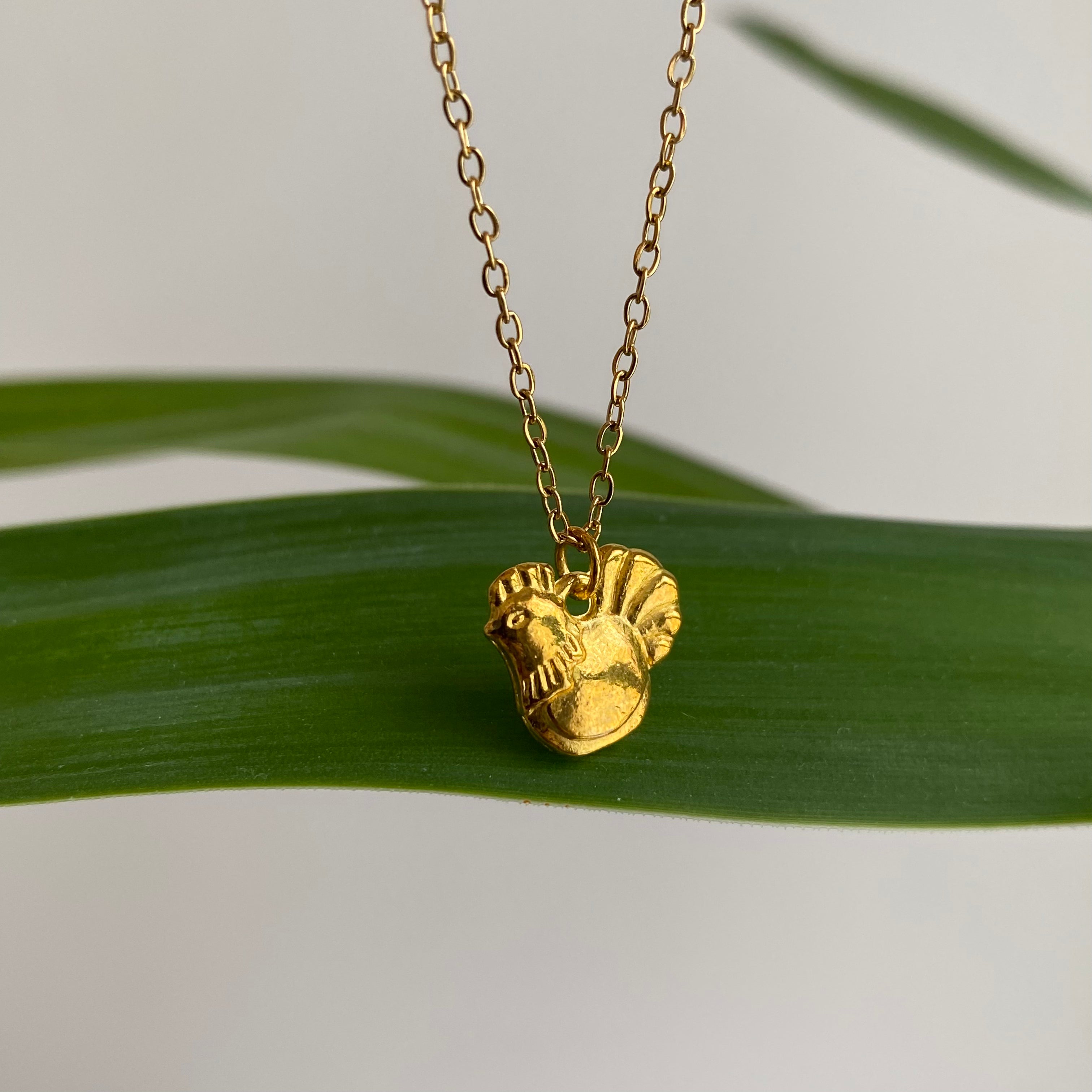 Gold Hen Pendant Necklace