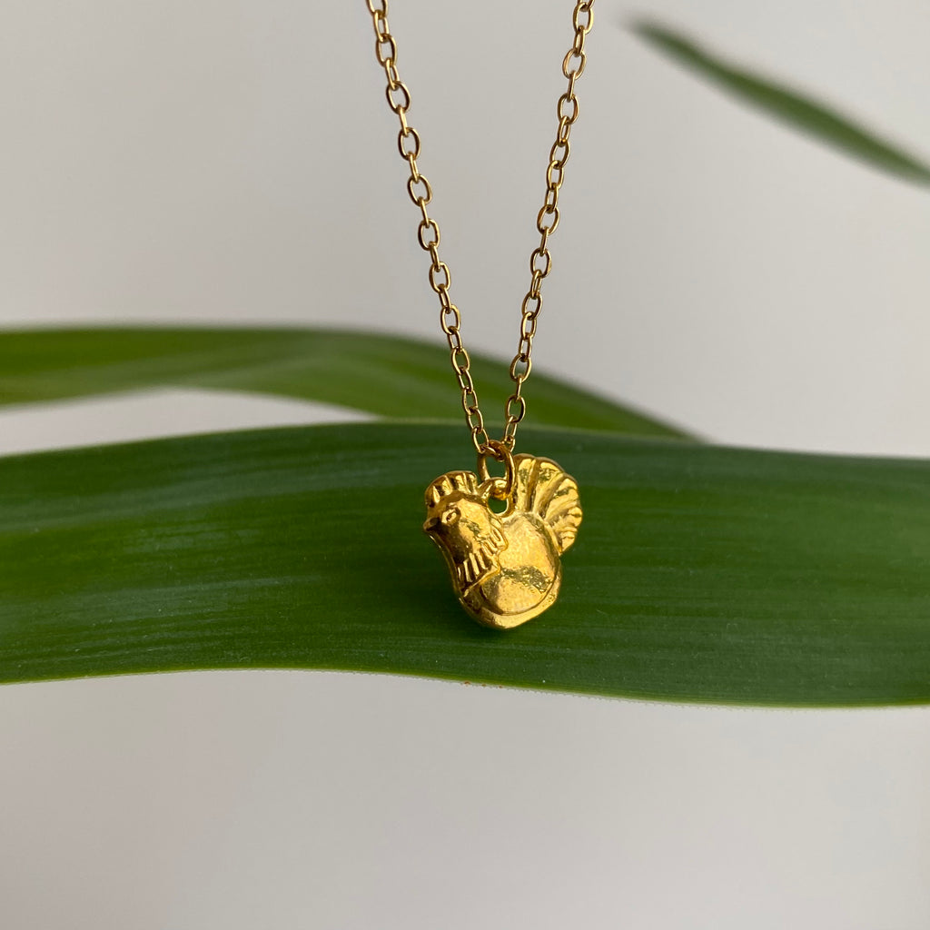 Gold Hen Pendant Necklace