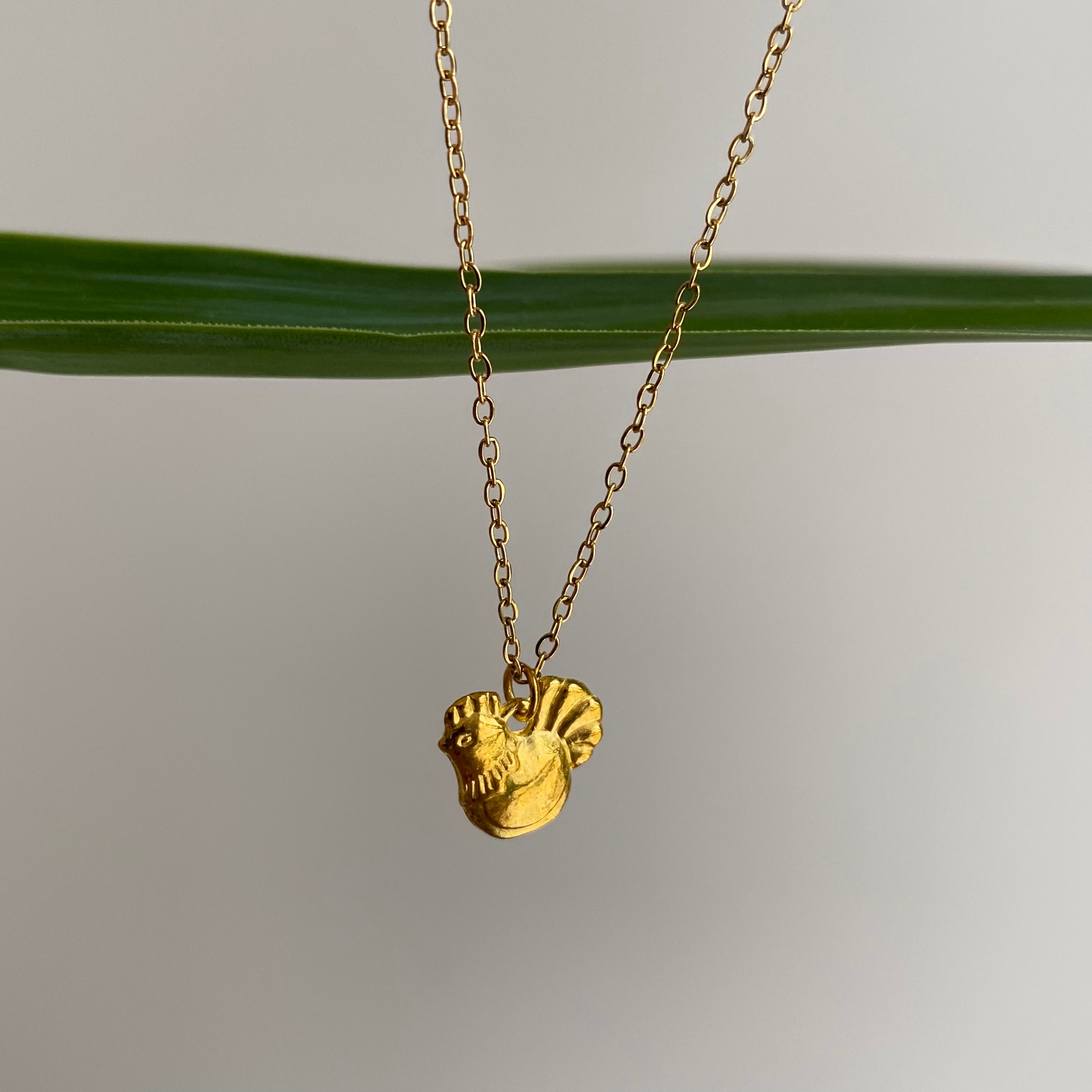 Gold Hen Pendant Necklace