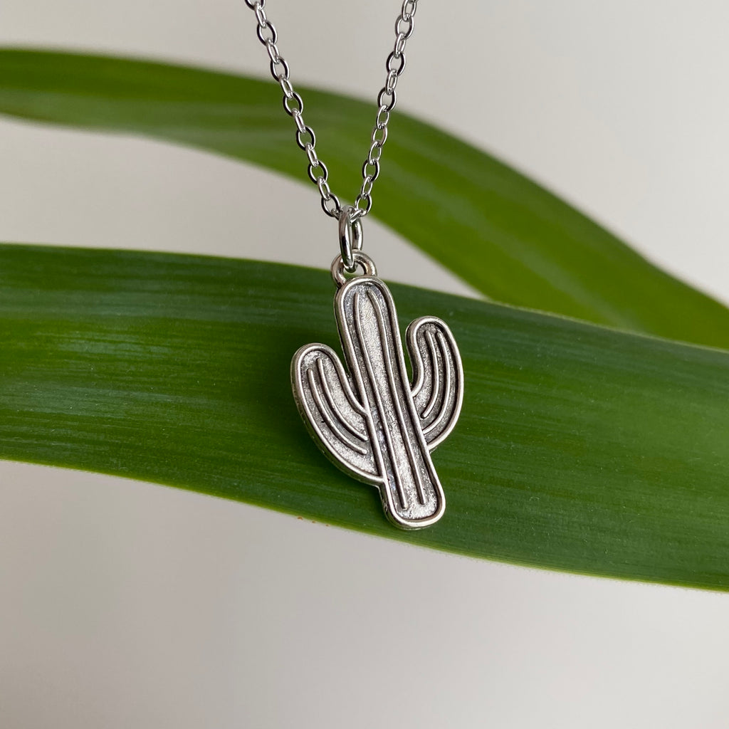 Silver Western Cactus Necklace
