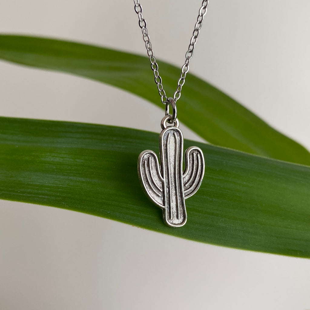 Silver Western Cactus Necklace