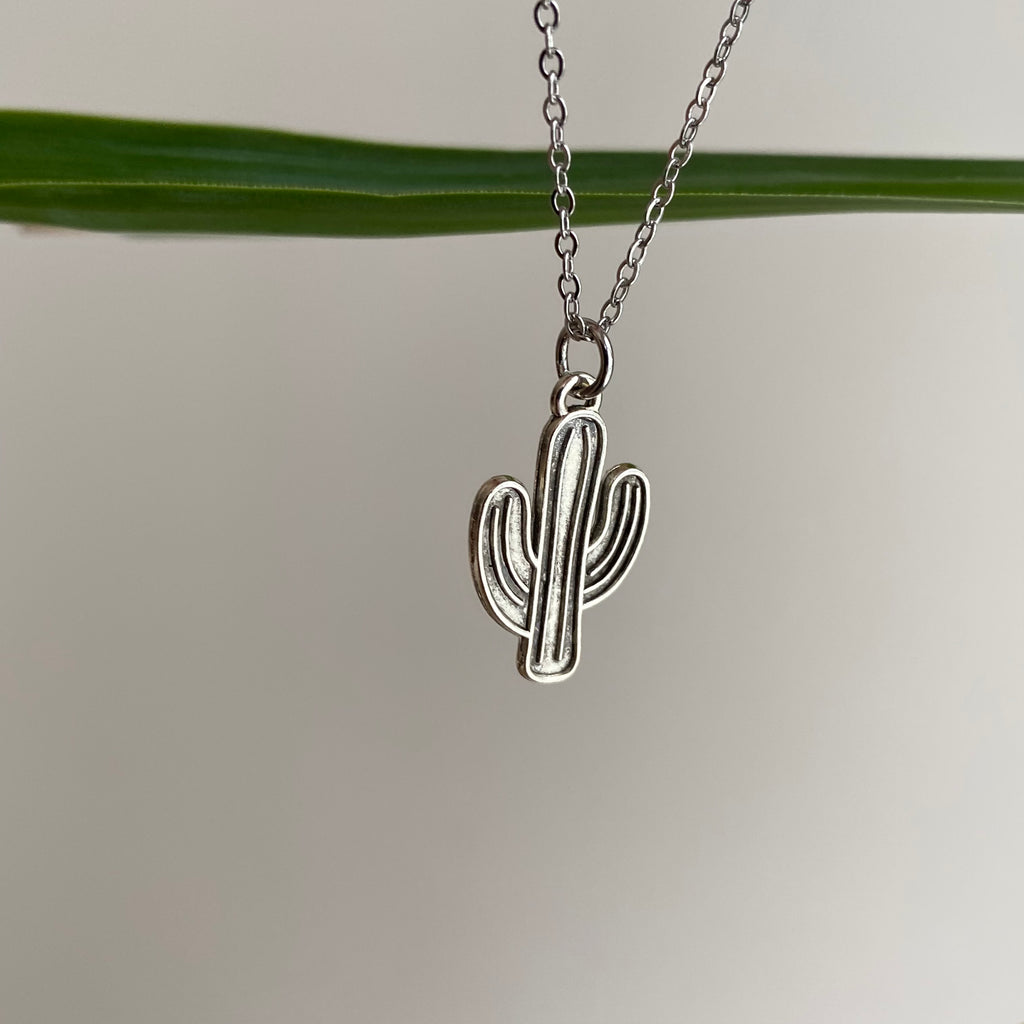 Silver Western Cactus Necklace