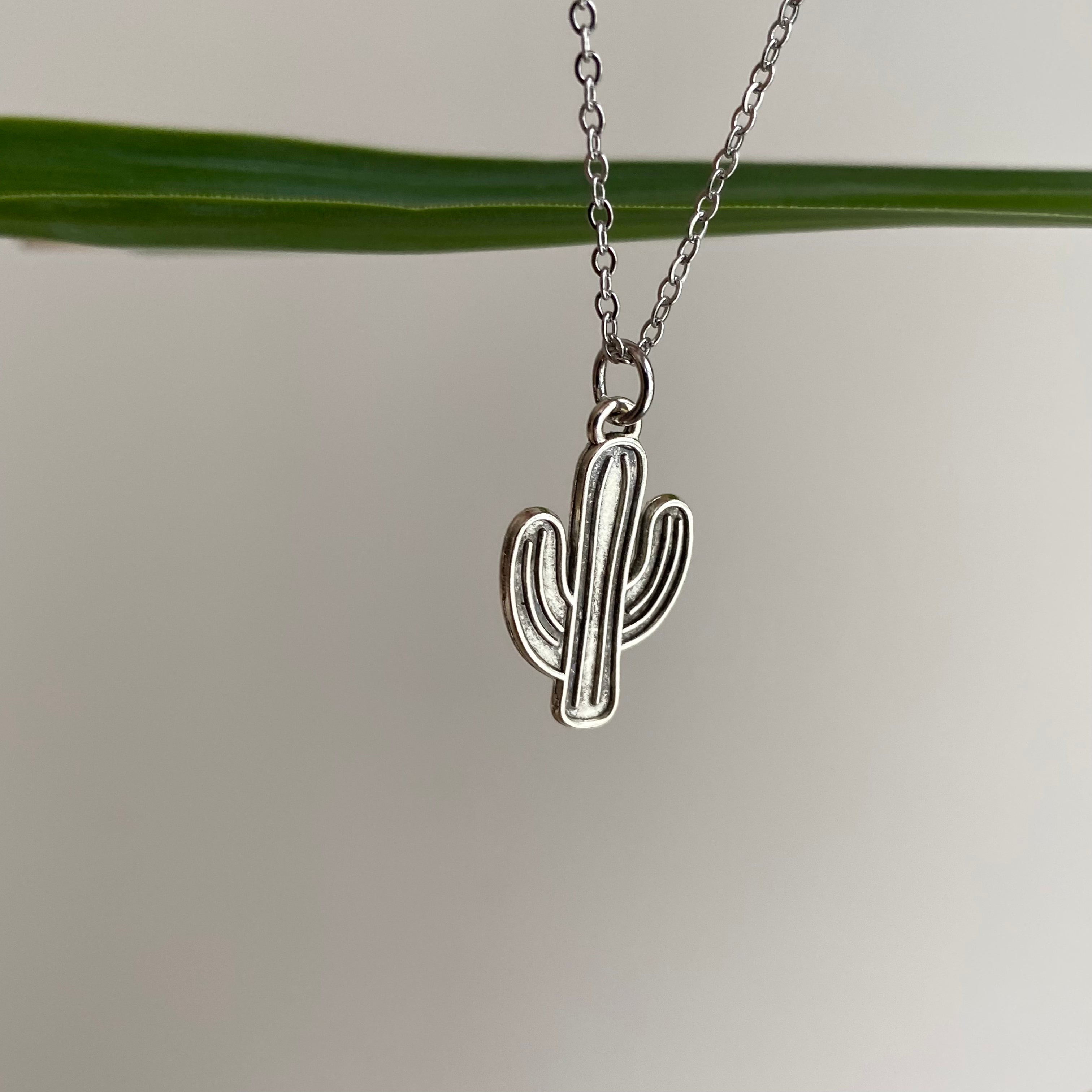 Silver Western Cactus Necklace