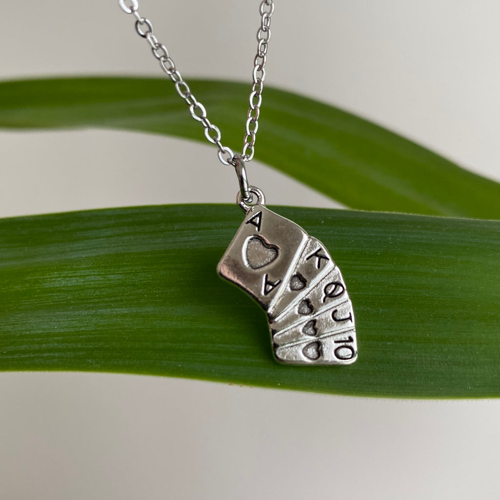 Silver House of Cards Pendant Necklace