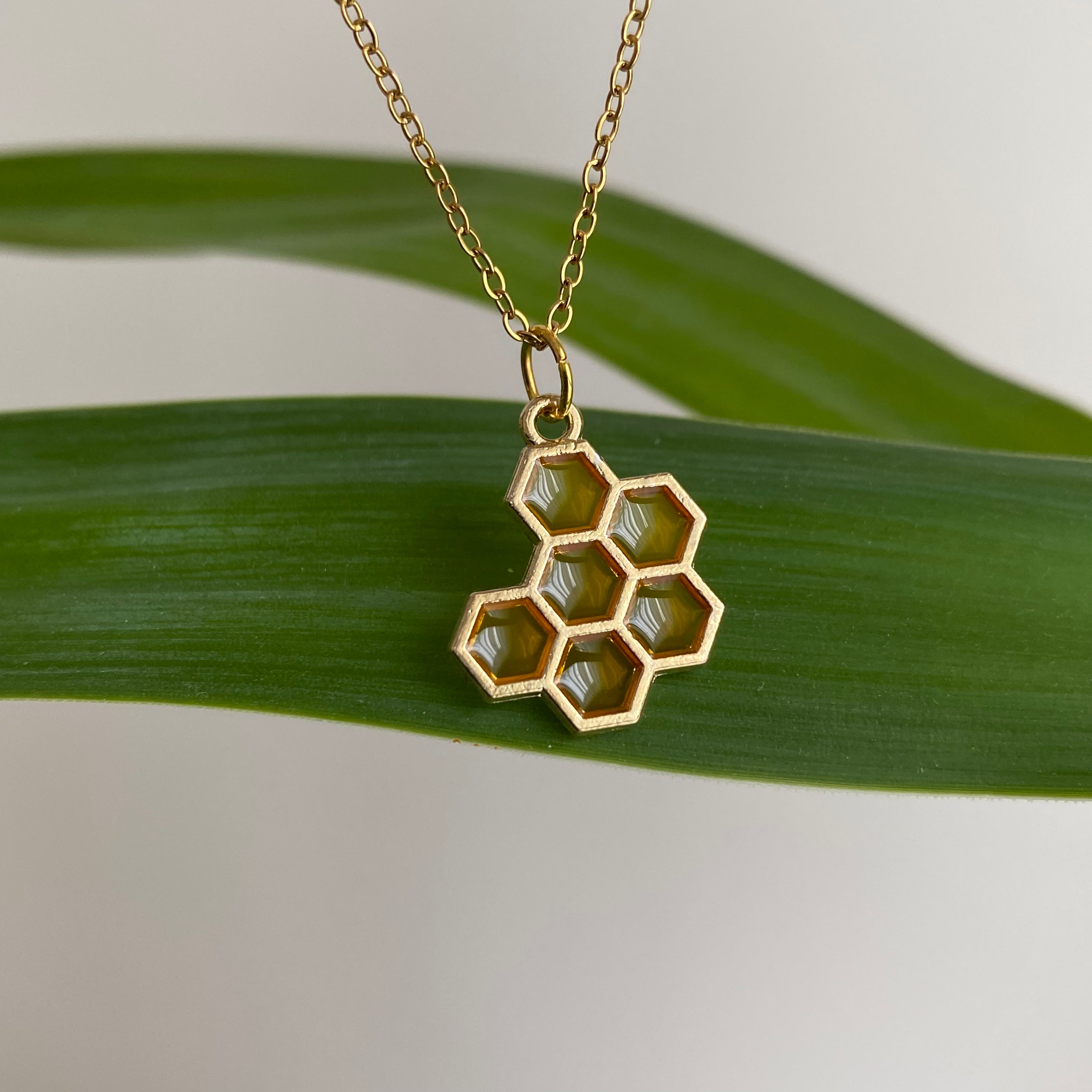 Gold Honeycomb Pendant Necklace