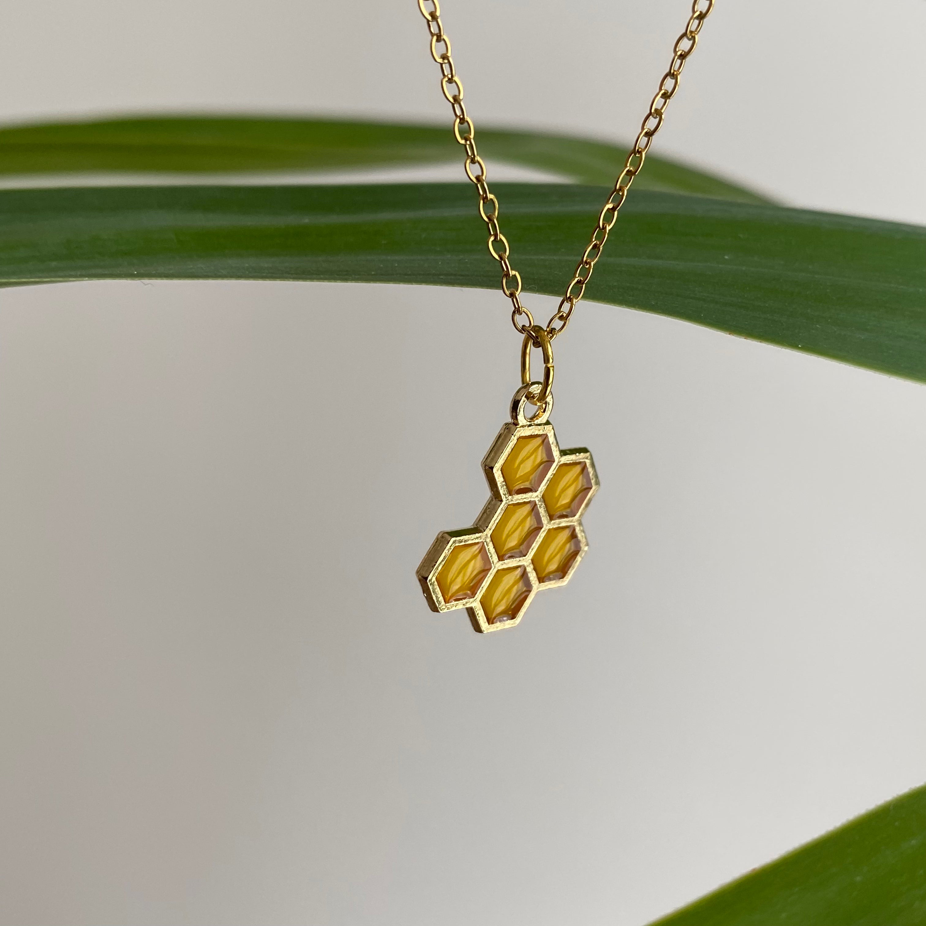 Gold Honeycomb Pendant Necklace