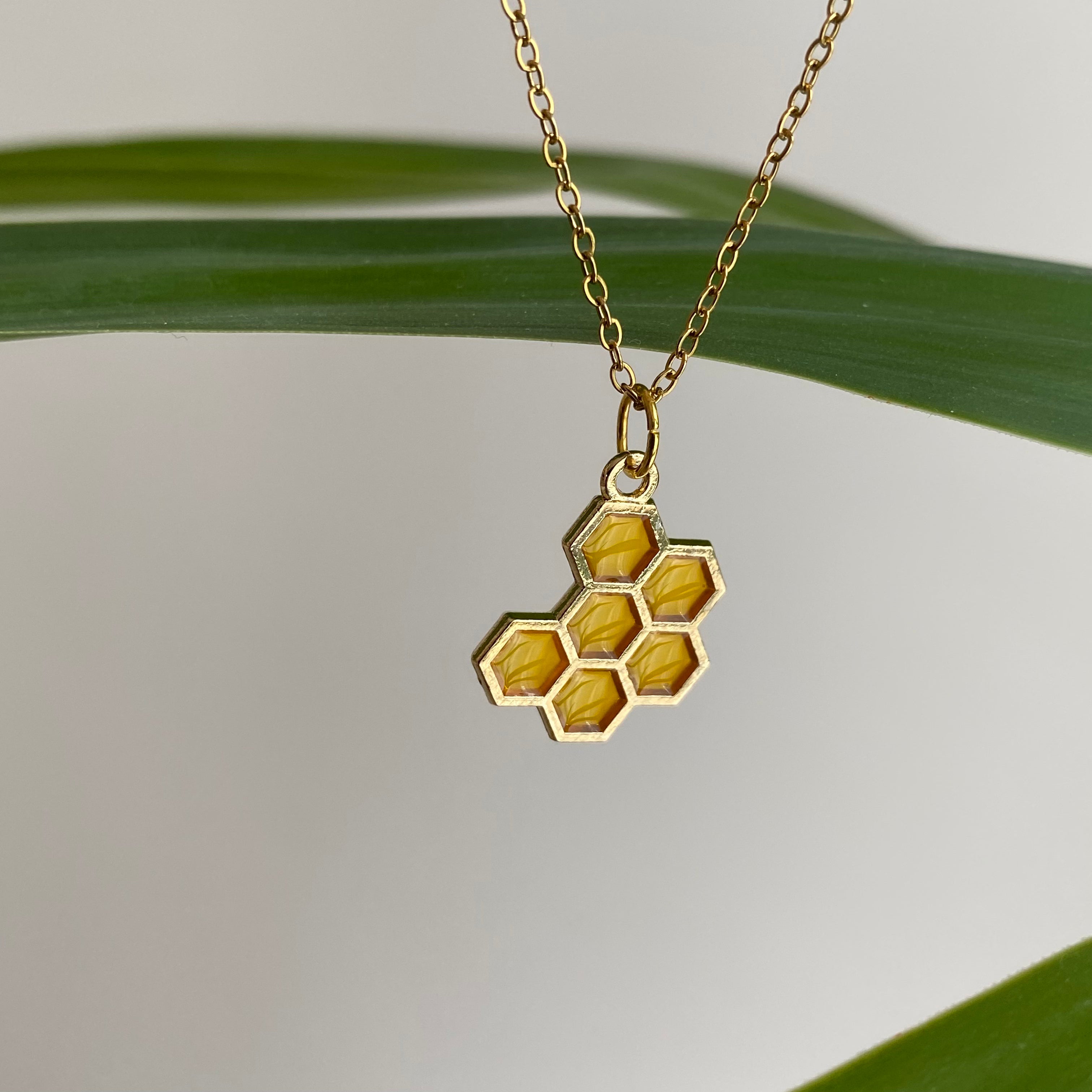 Gold Honeycomb Pendant Necklace