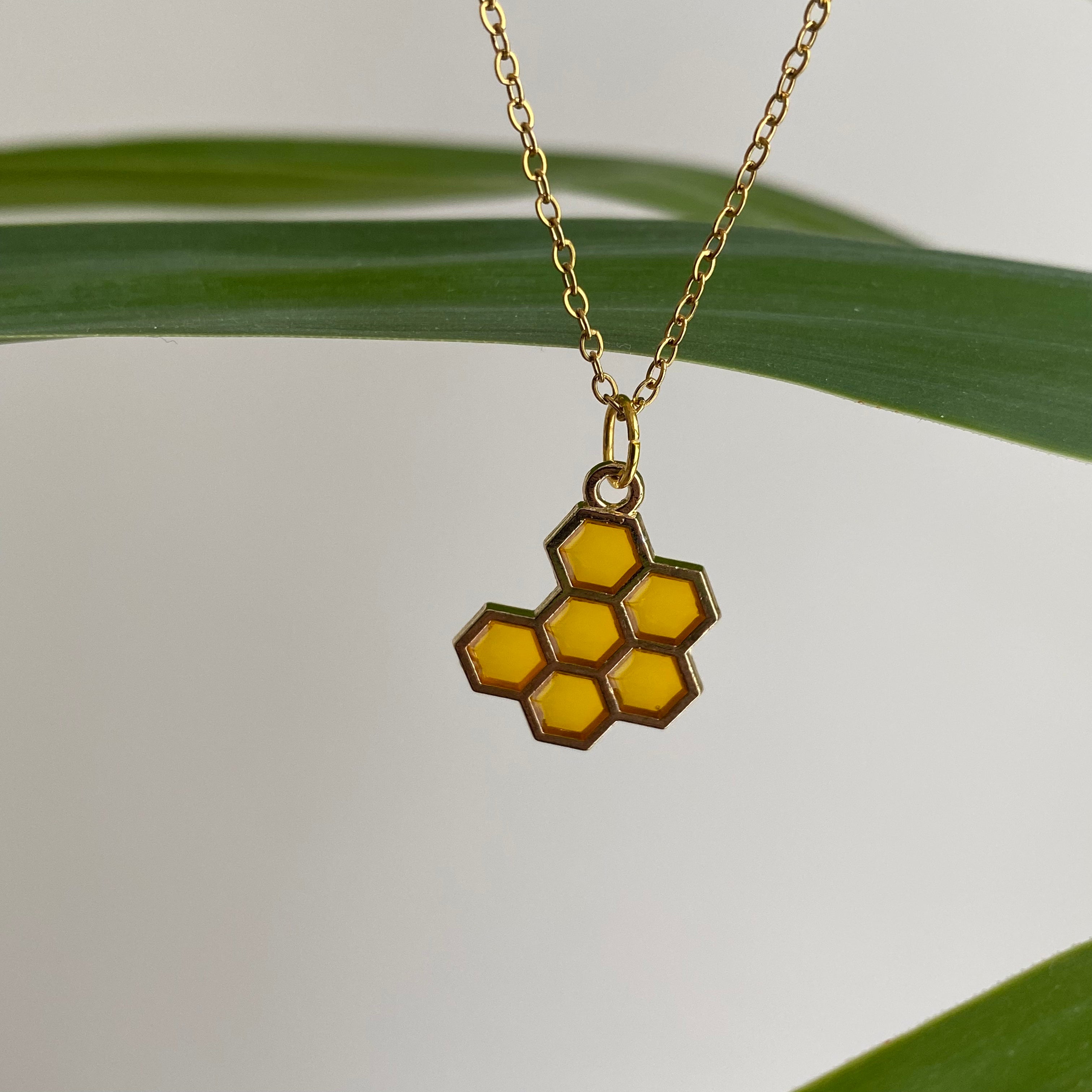 Gold Honeycomb Pendant Necklace