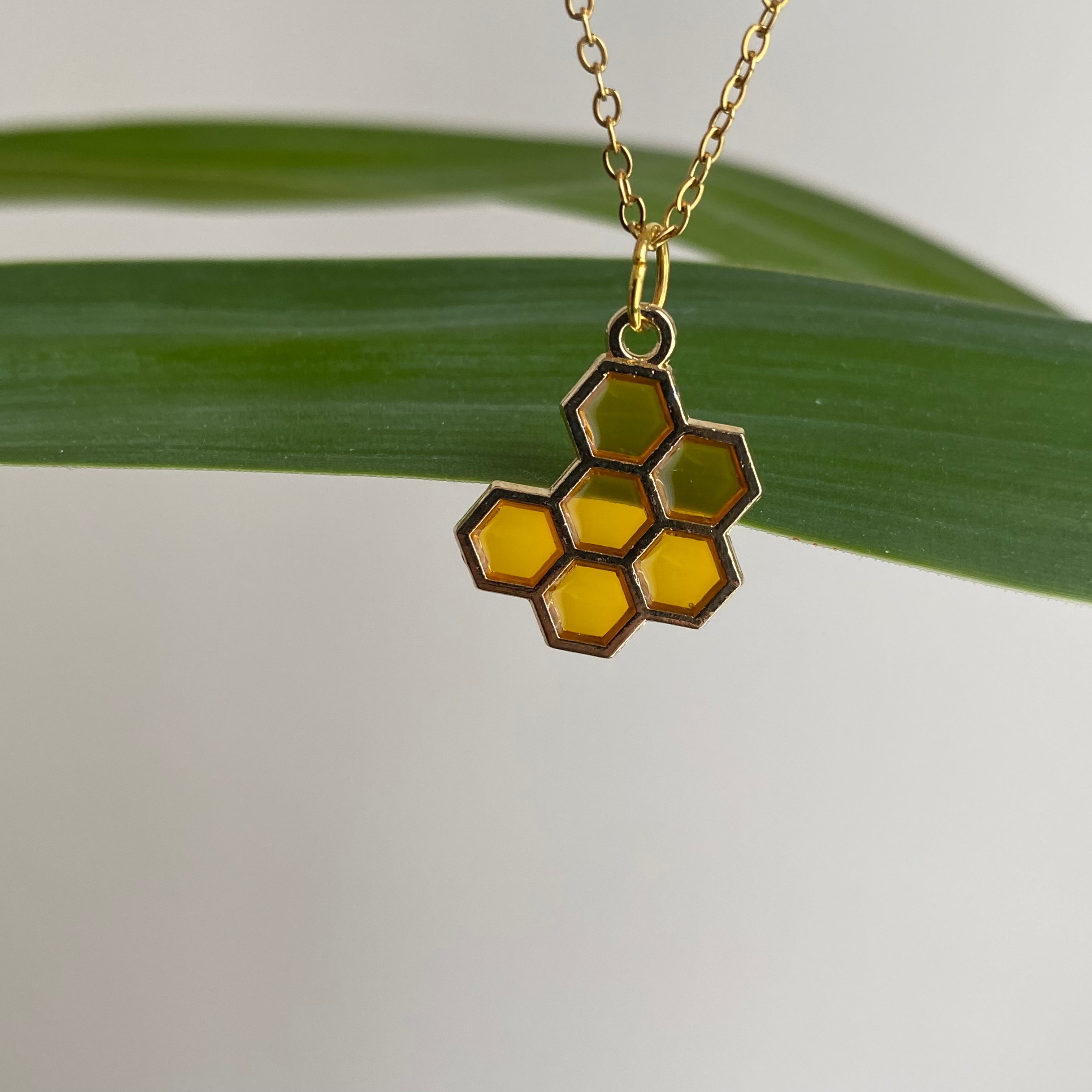 Gold Honeycomb Pendant Necklace