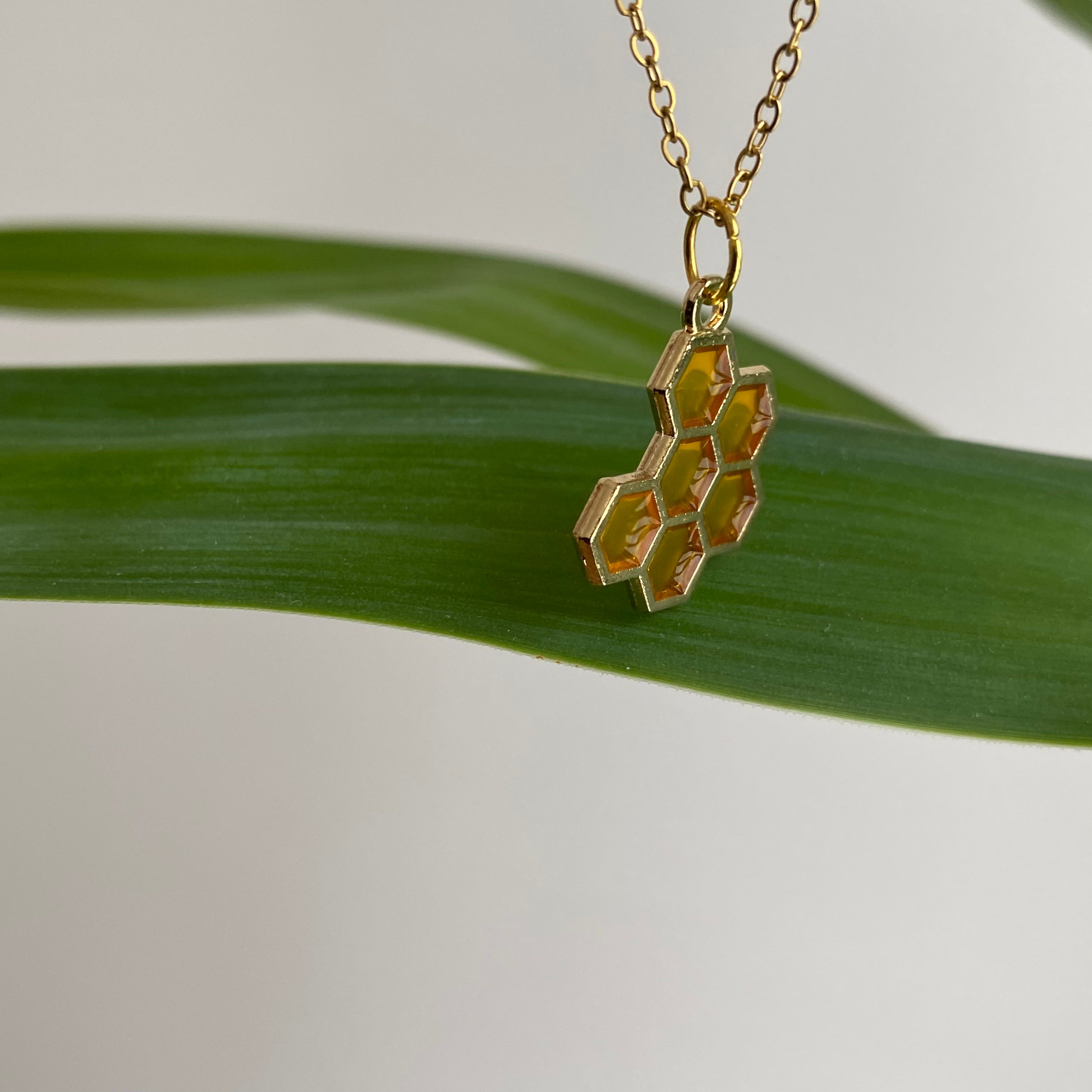 Gold Honeycomb Pendant Necklace