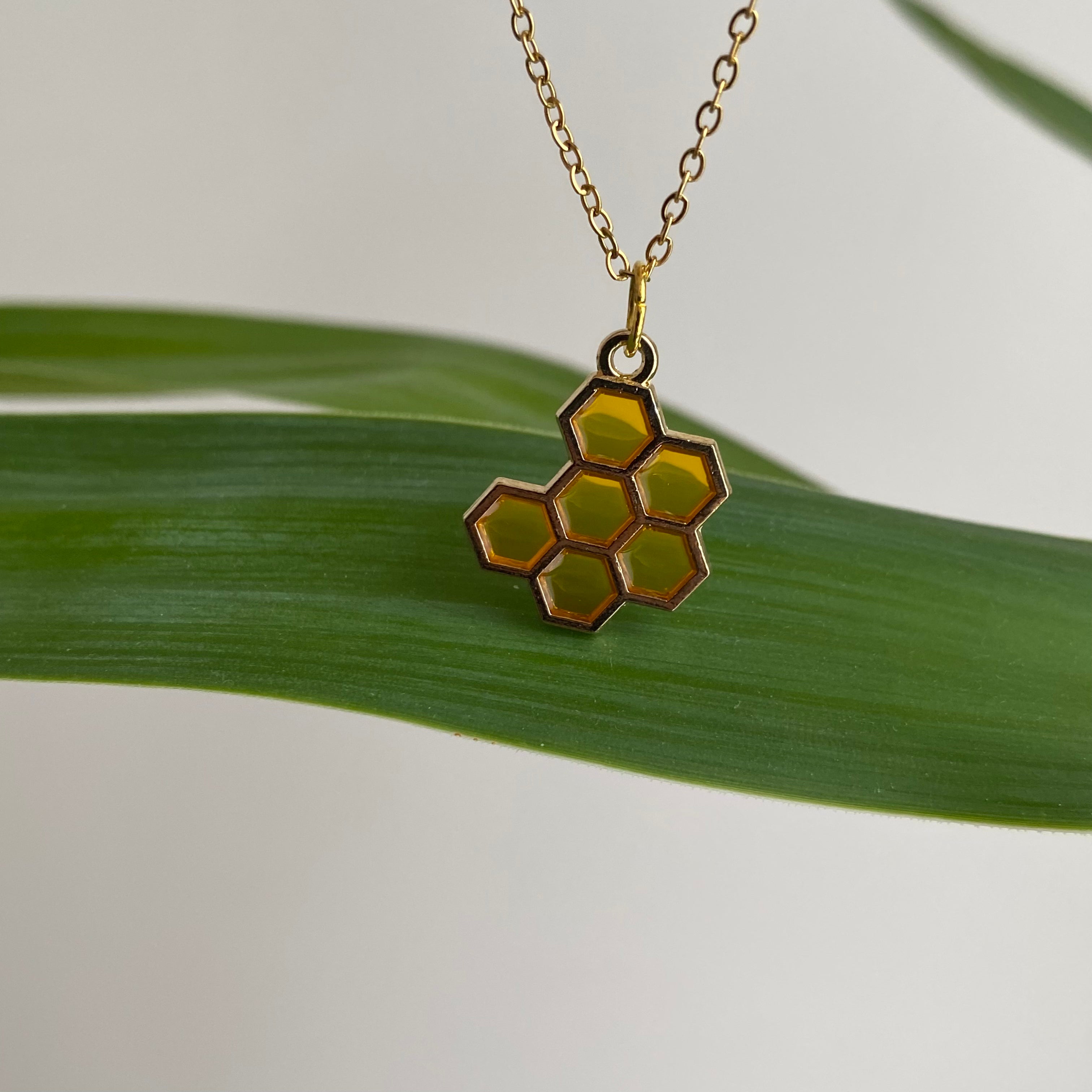 Gold Honeycomb Pendant Necklace