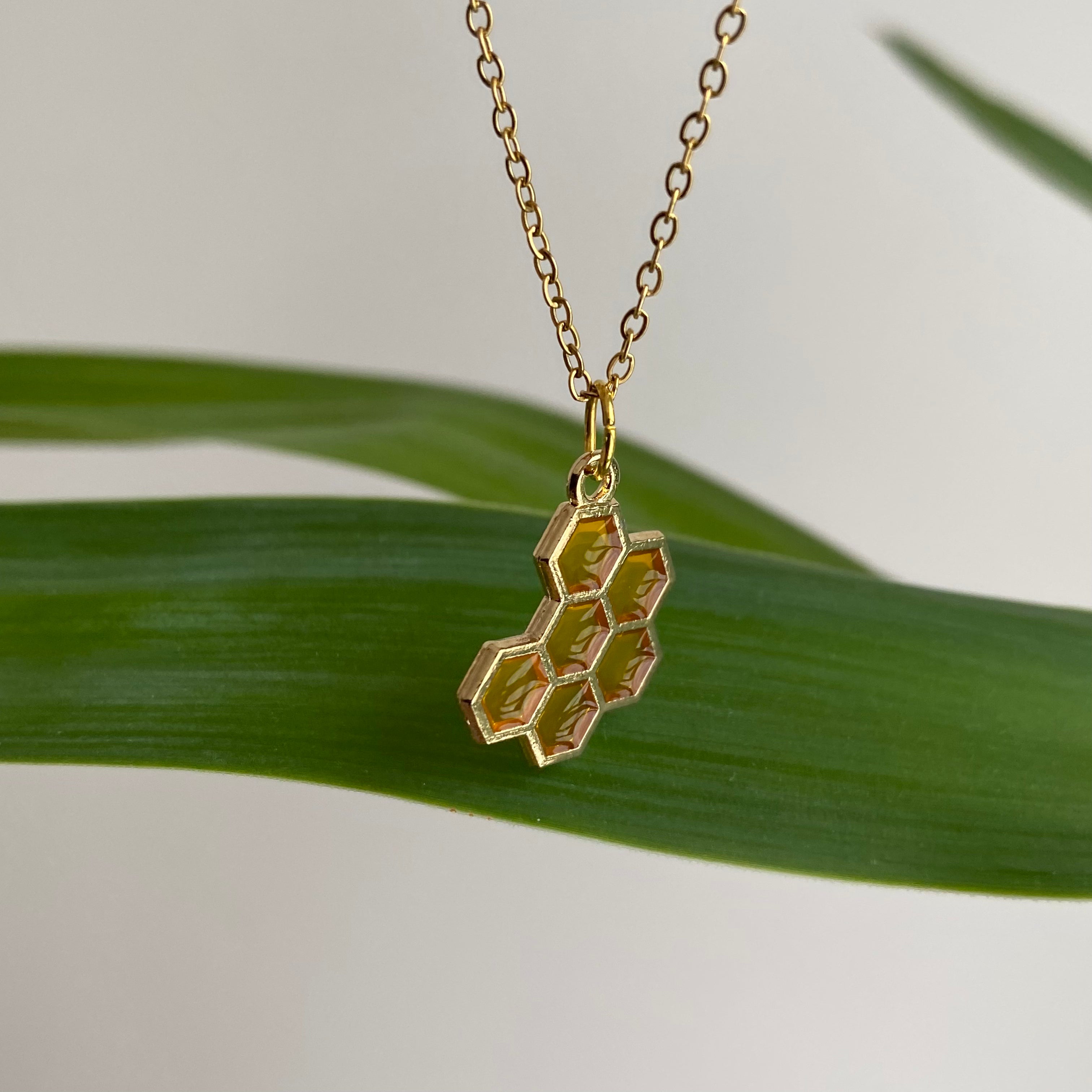 Gold Honeycomb Pendant Necklace