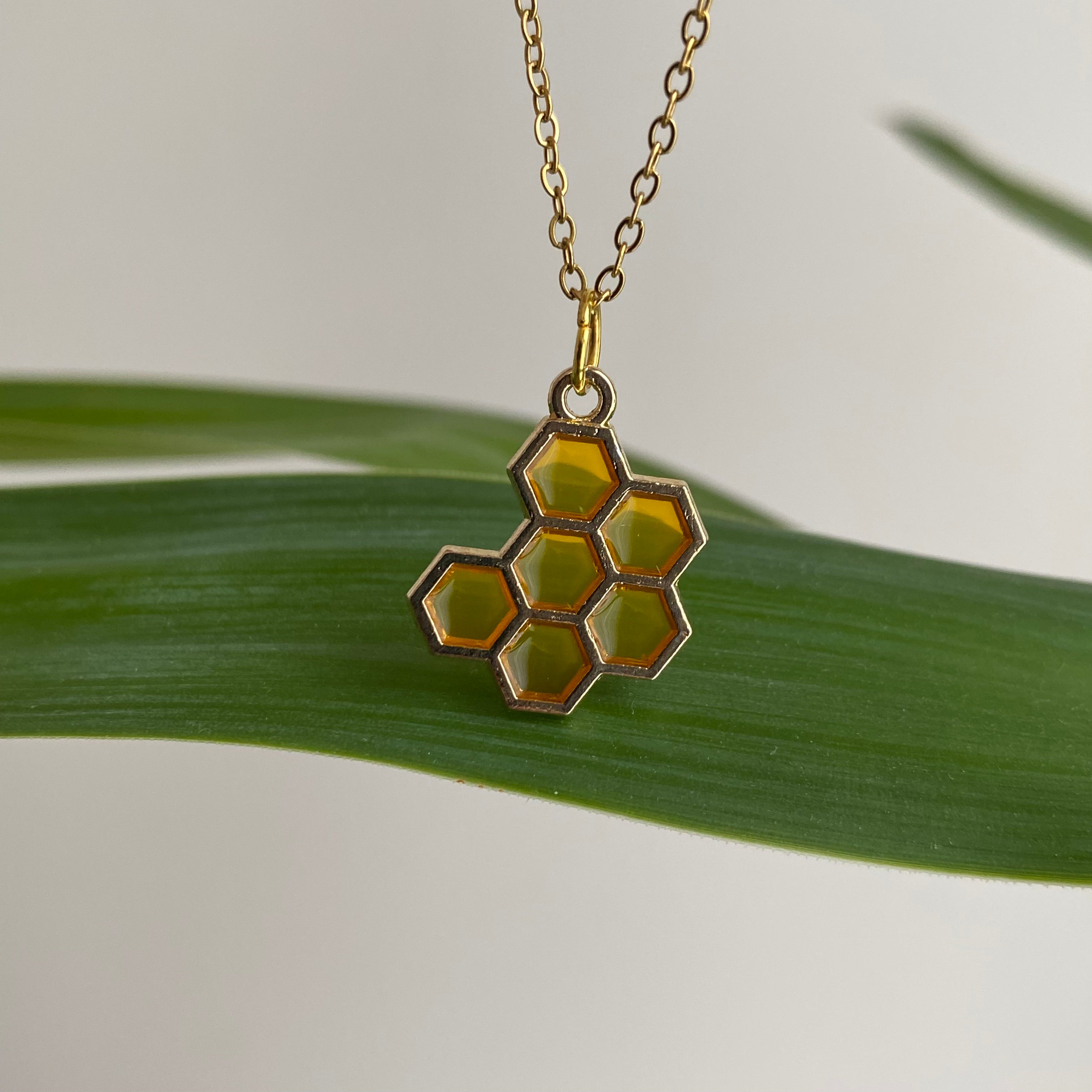 Gold Honeycomb Pendant Necklace