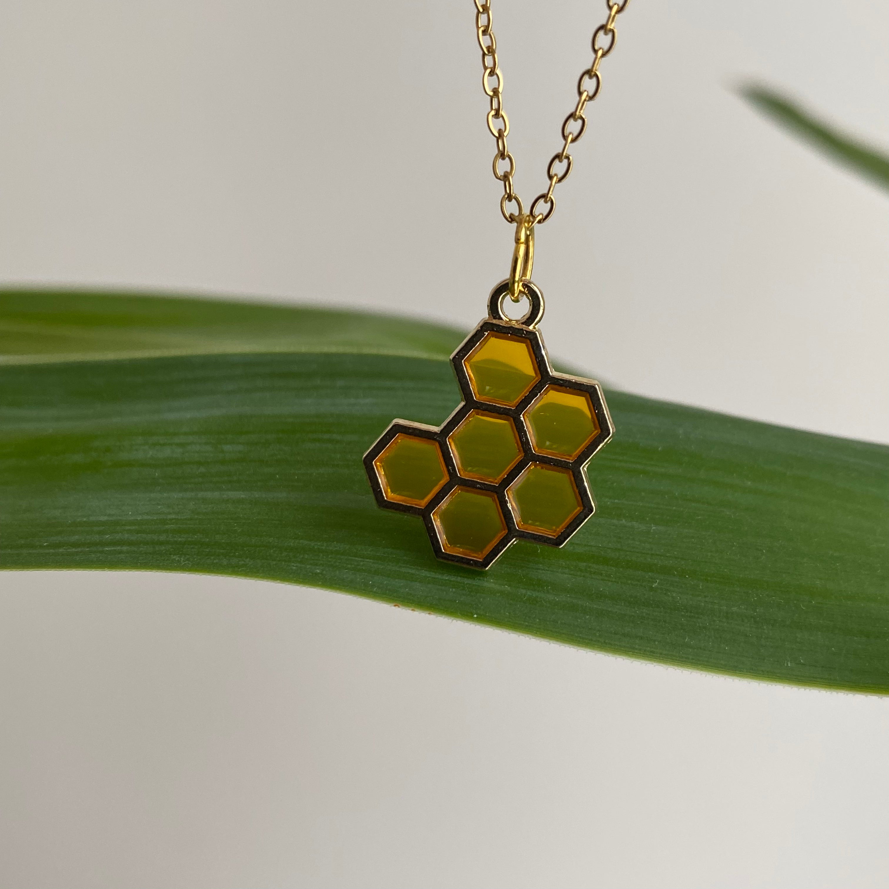 Gold Honeycomb Pendant Necklace