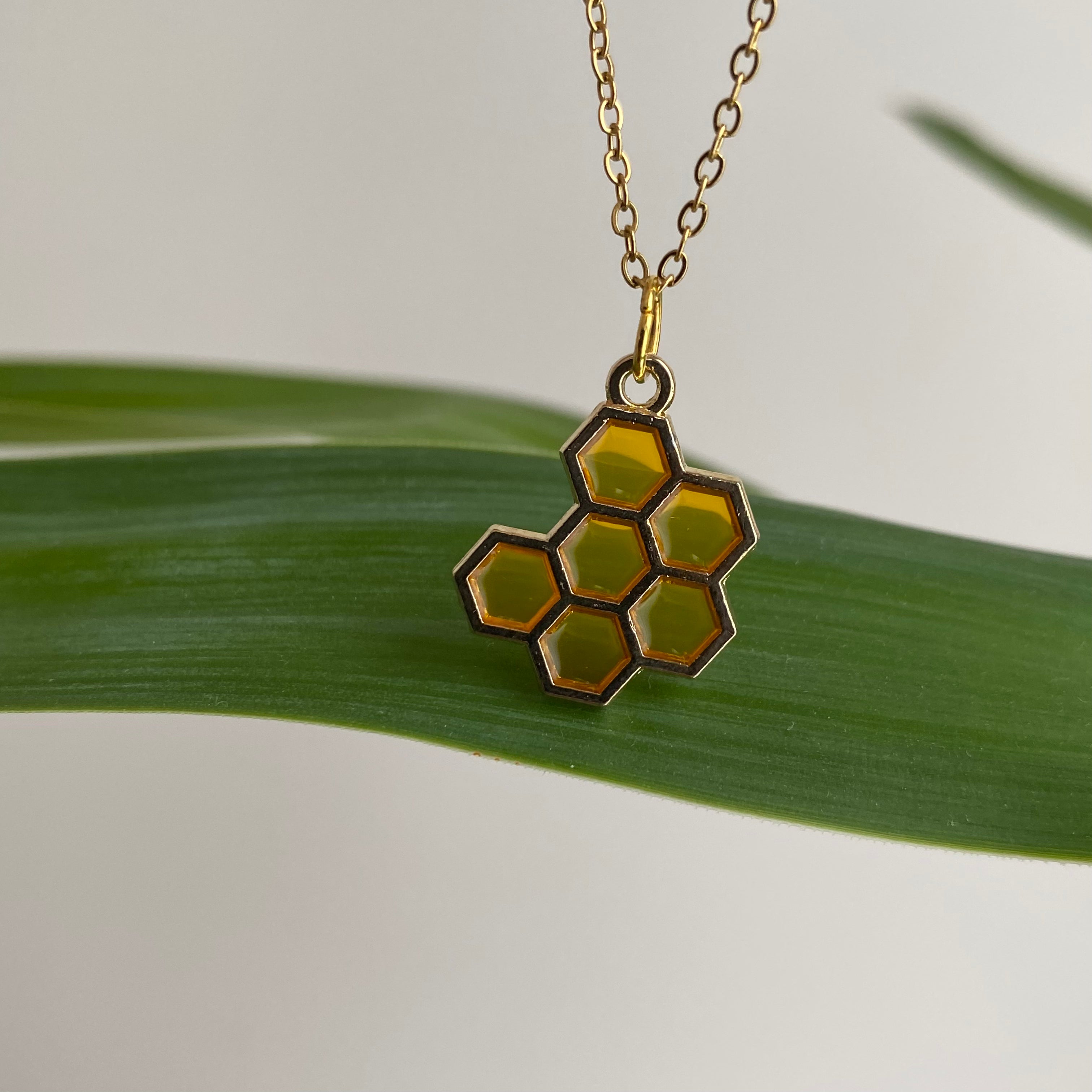 Gold Honeycomb Pendant Necklace