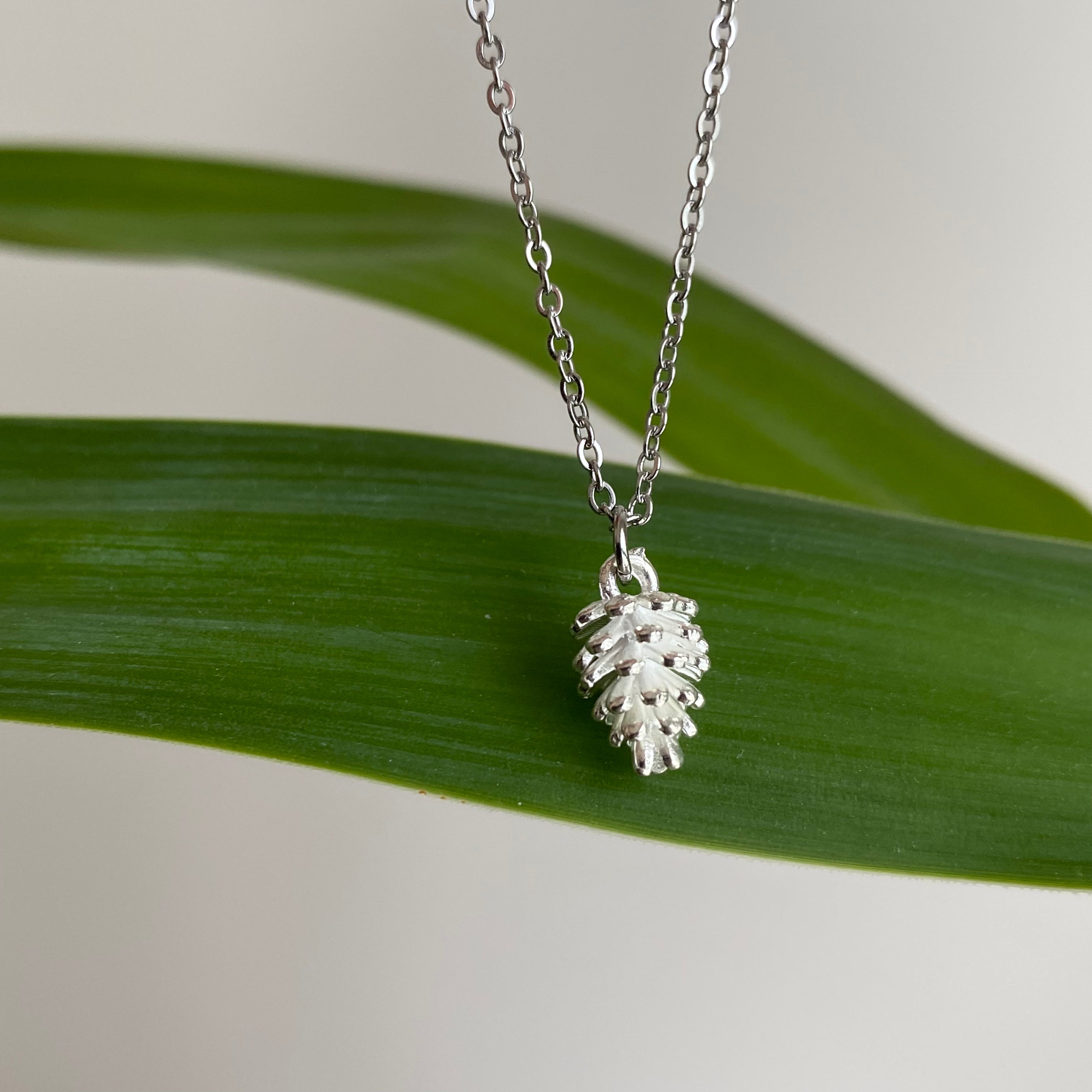 White Snowy Acorn Pendant Necklace