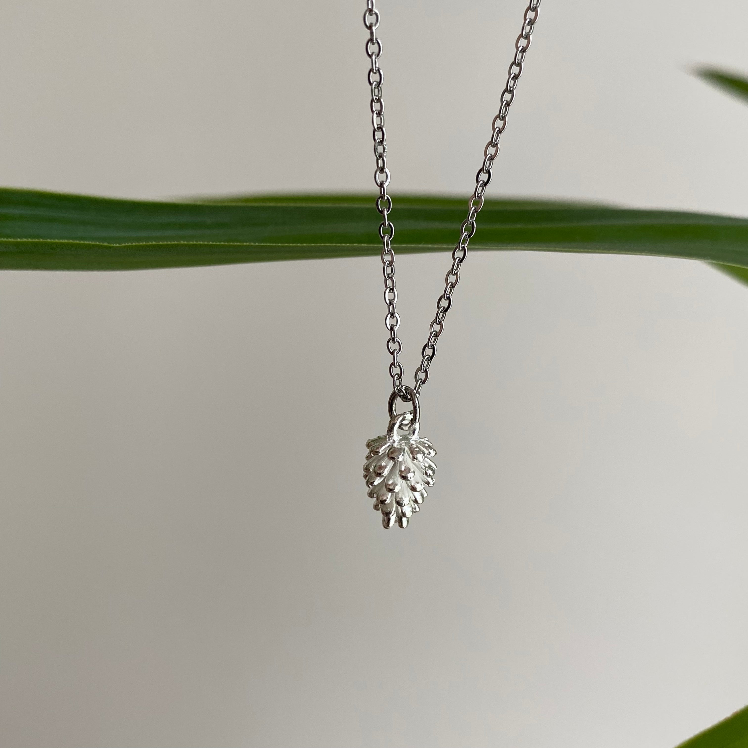 White Snowy Acorn Pendant Necklace