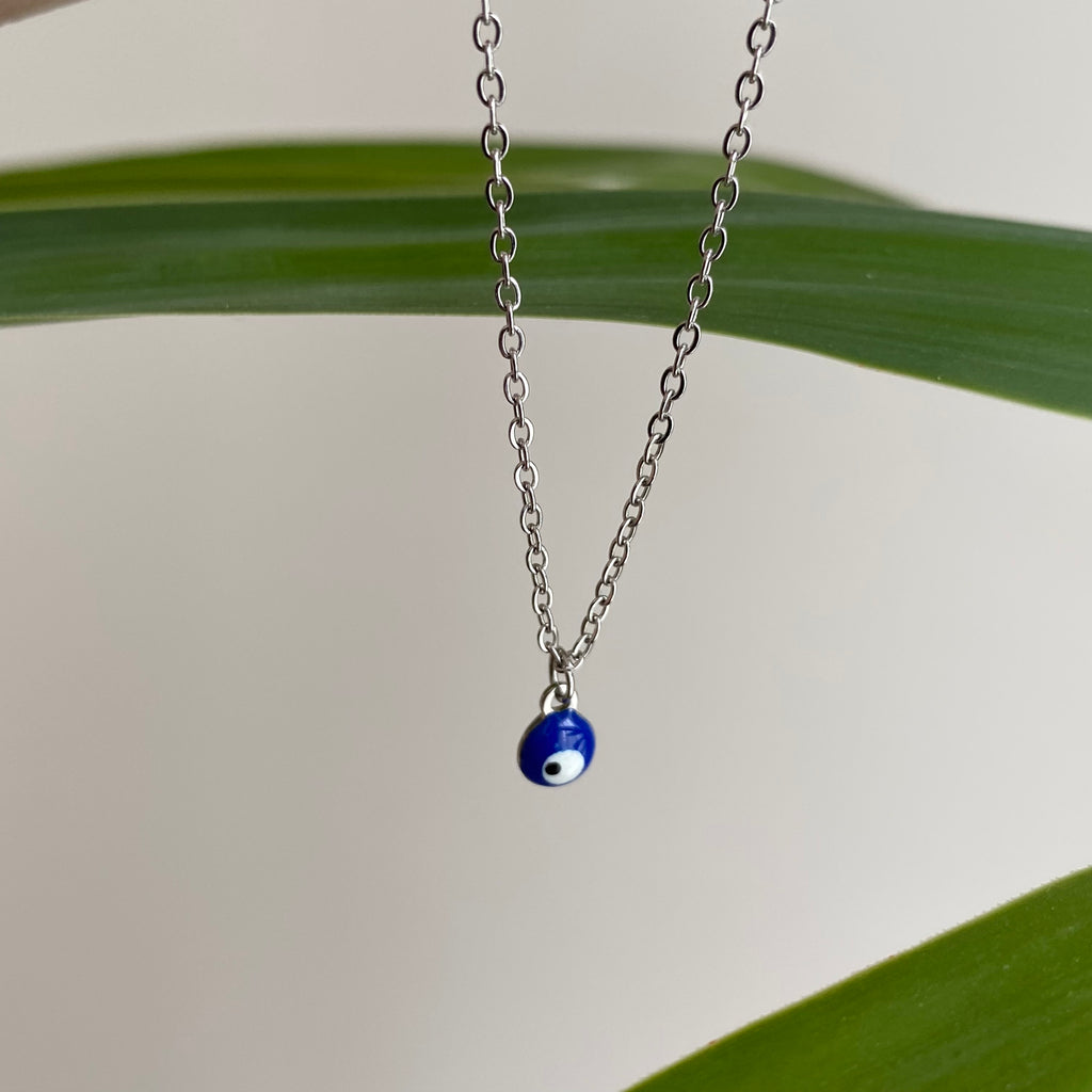 Silver Evil Eye of Protection Pendant Necklace