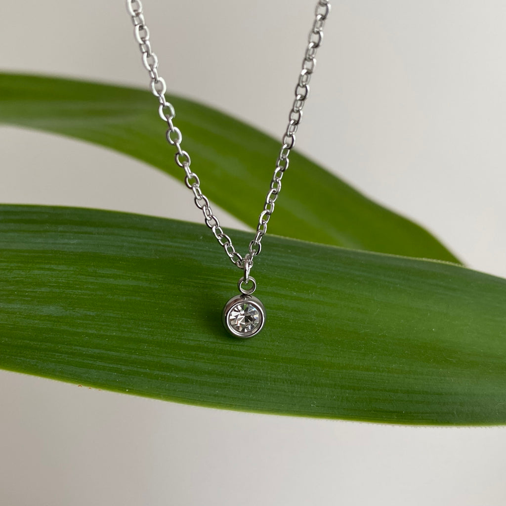 Silver Cubic Zirconia Pendant Necklace