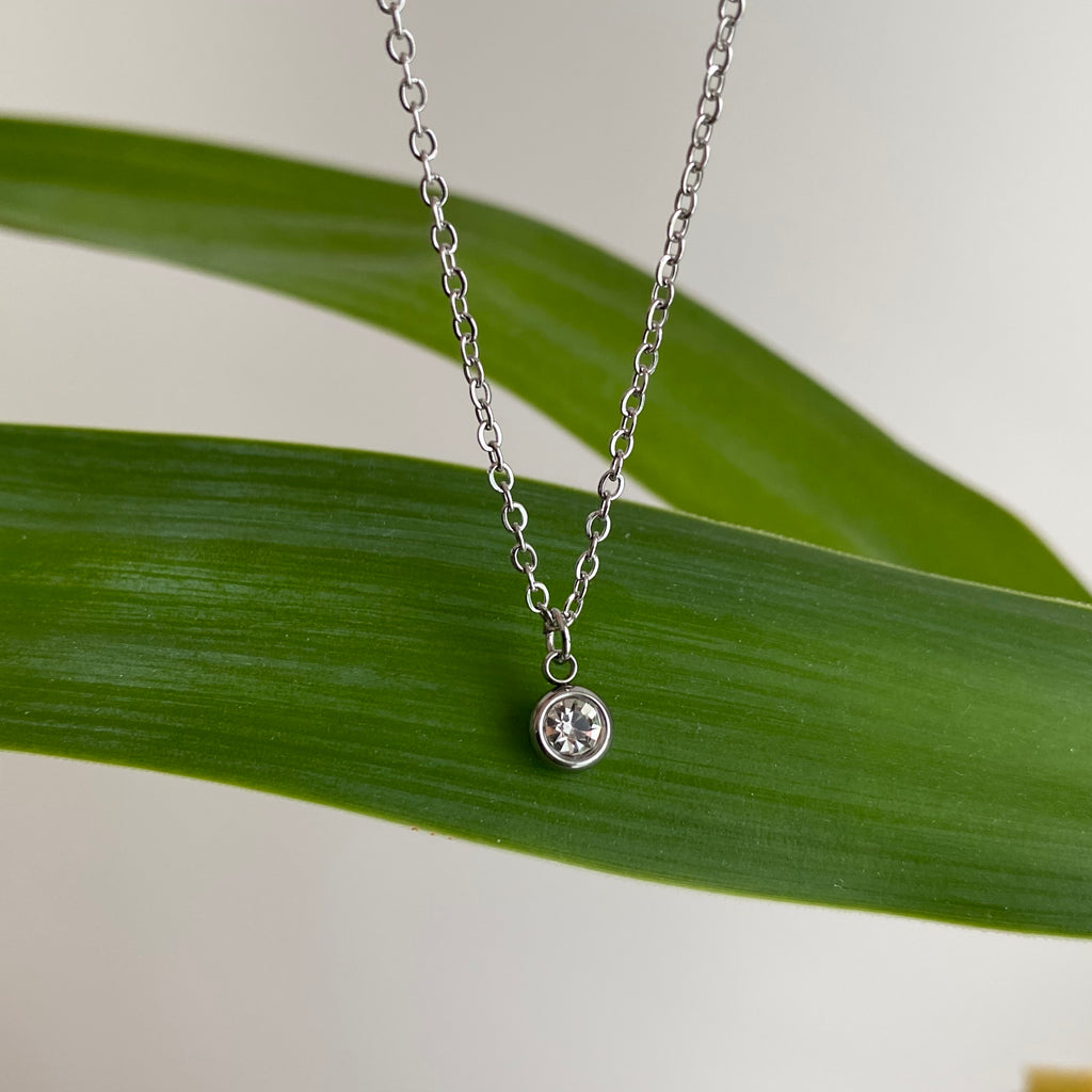 Silver Cubic Zirconia Pendant Necklace