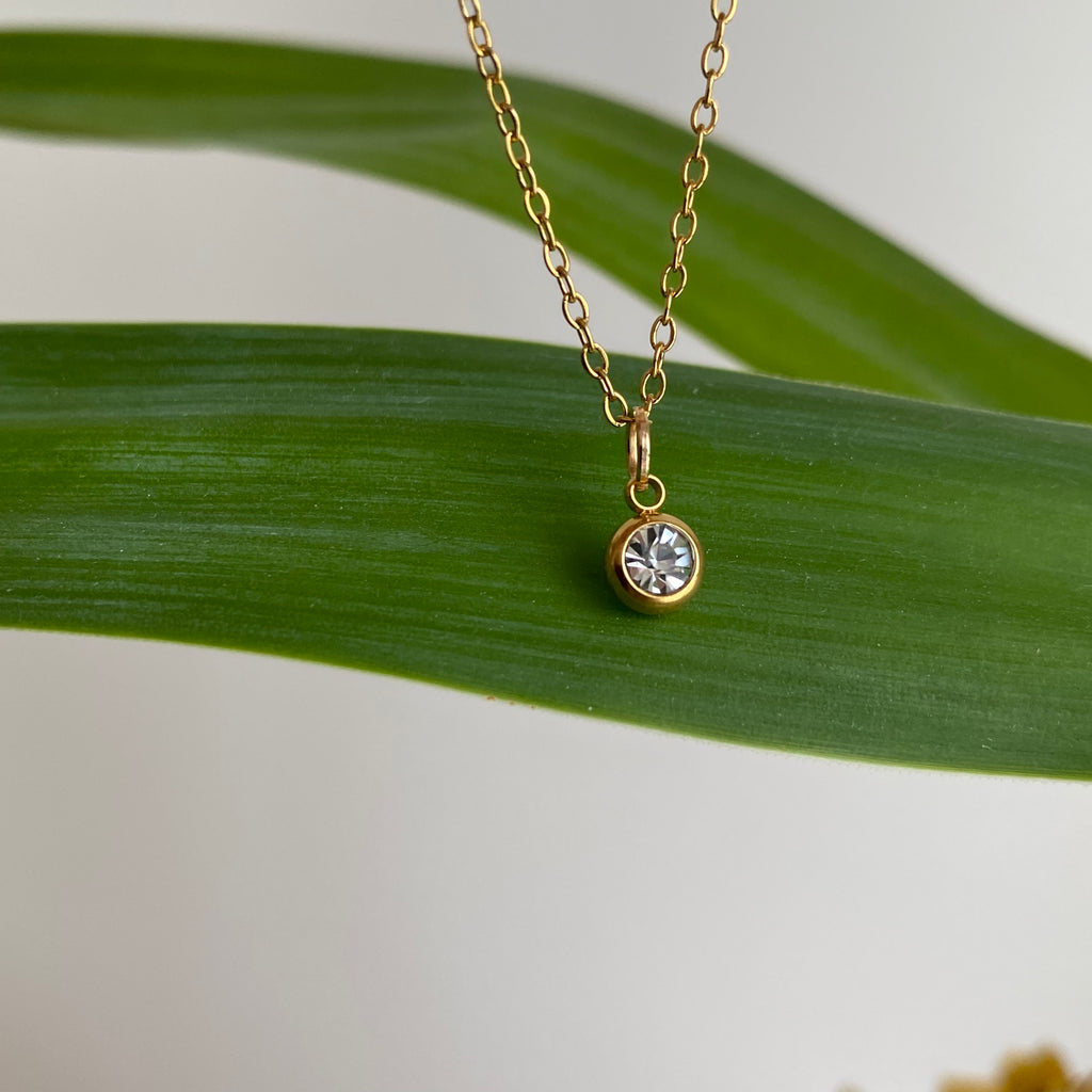 Gold Cubic Zirconia Pendant Necklace