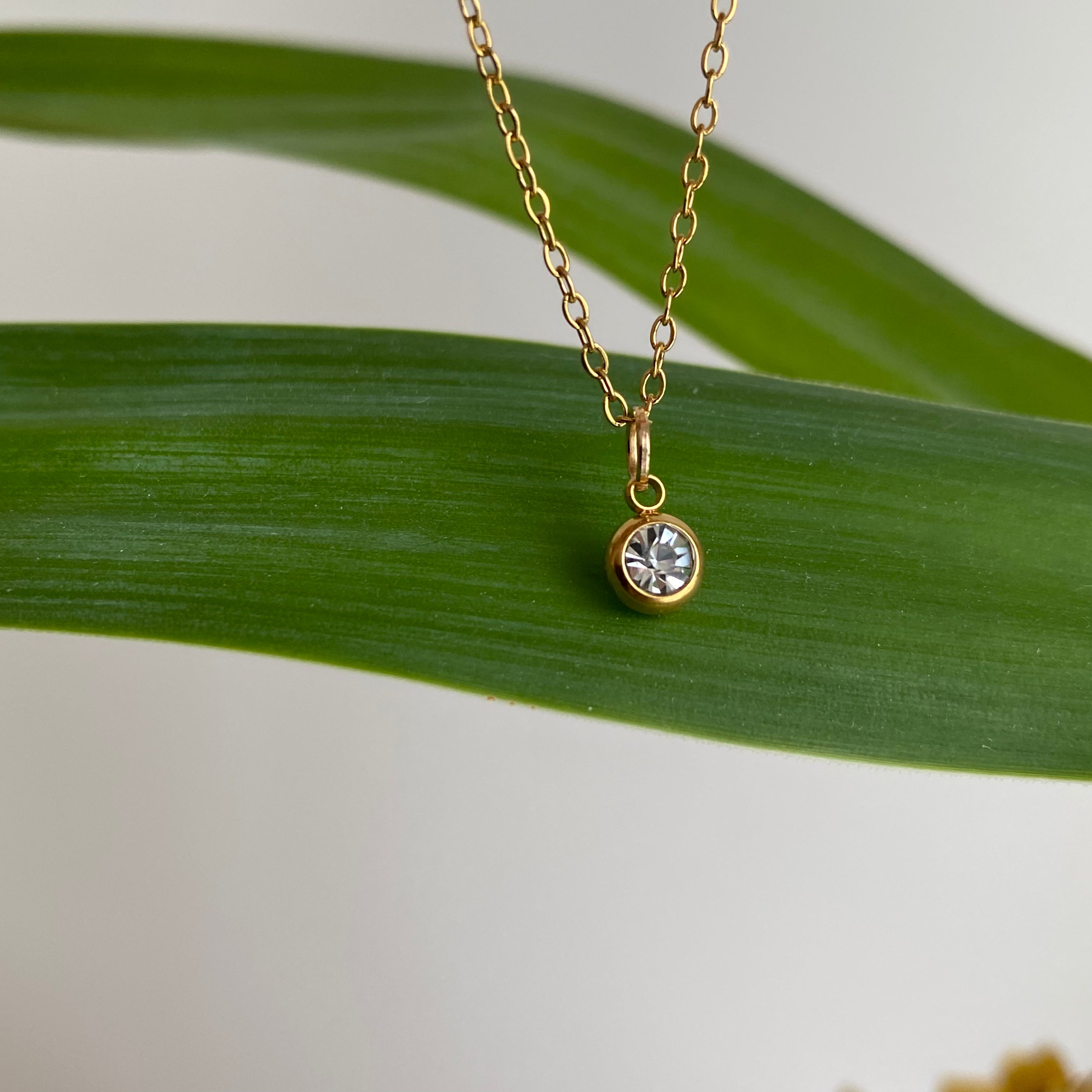 Gold Cubic Zirconia Pendant Necklace