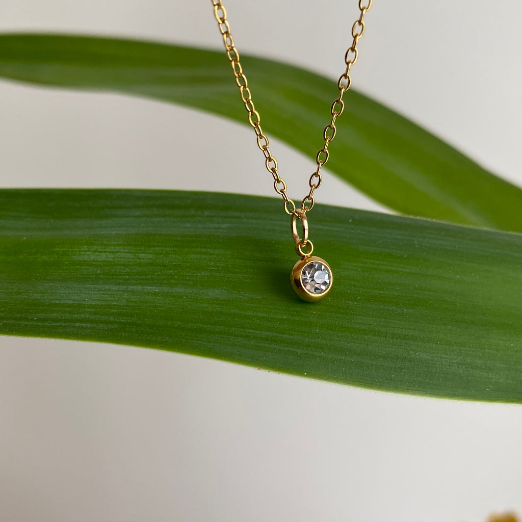 Gold Cubic Zirconia Pendant Necklace