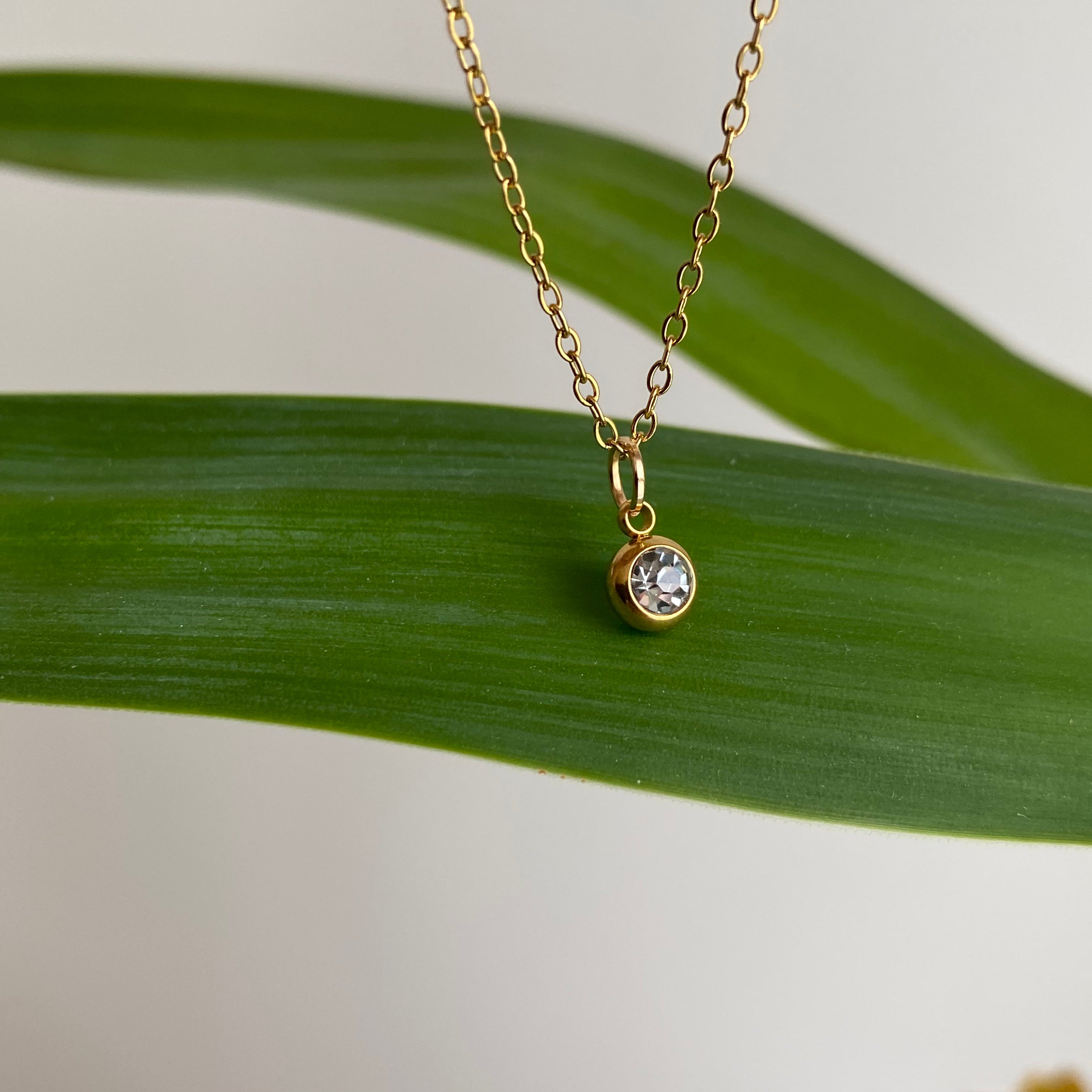 Gold Cubic Zirconia Pendant Necklace