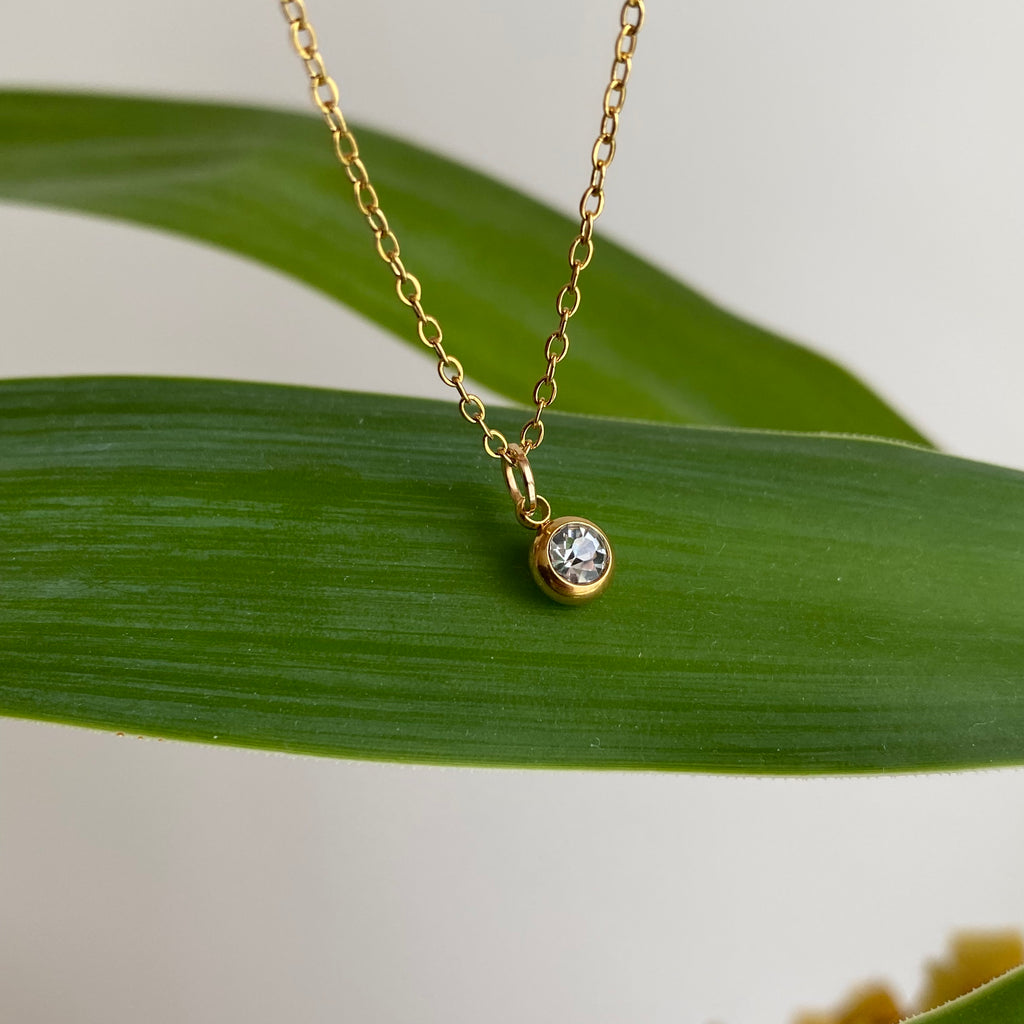 Gold Cubic Zirconia Pendant Necklace