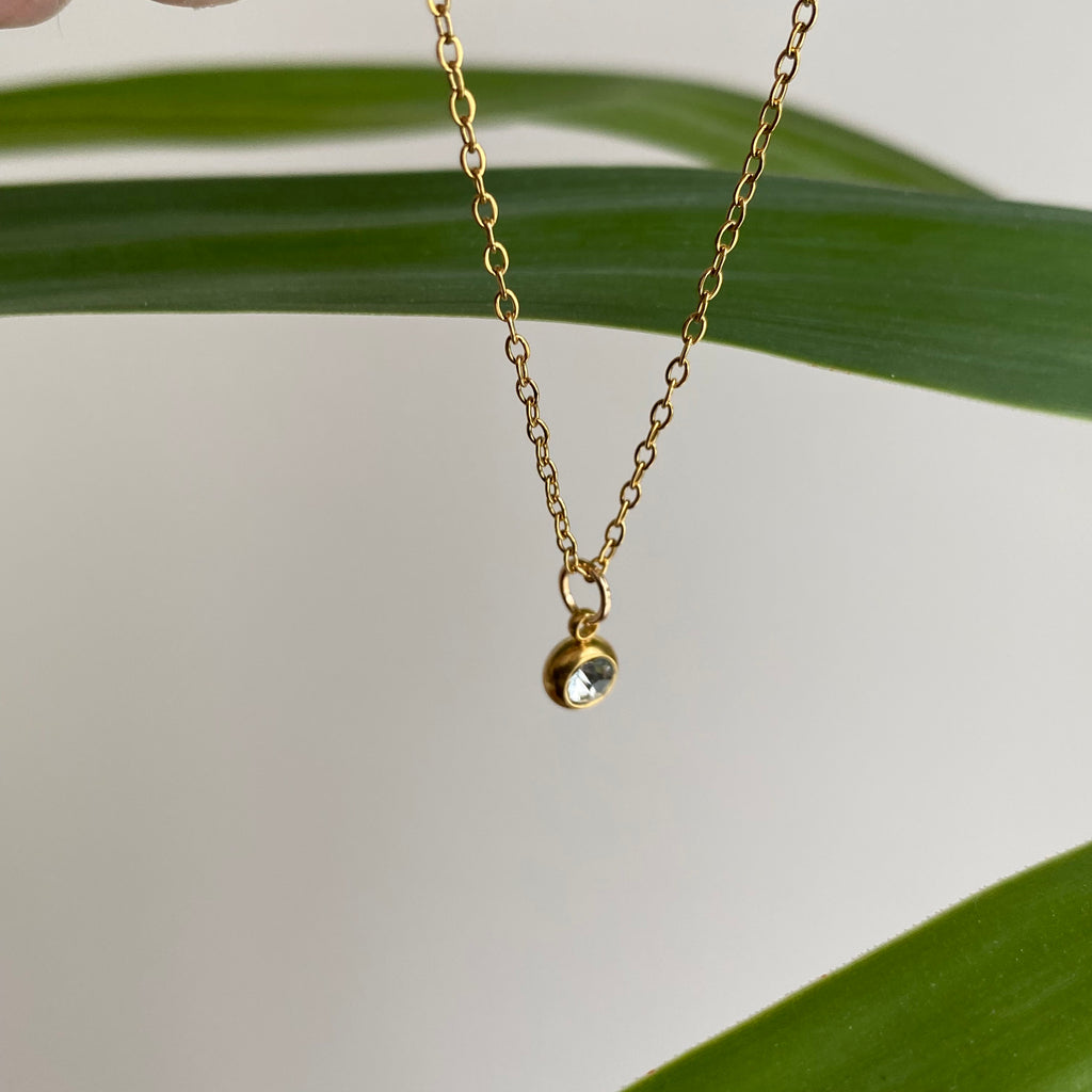Gold Cubic Zirconia Pendant Necklace