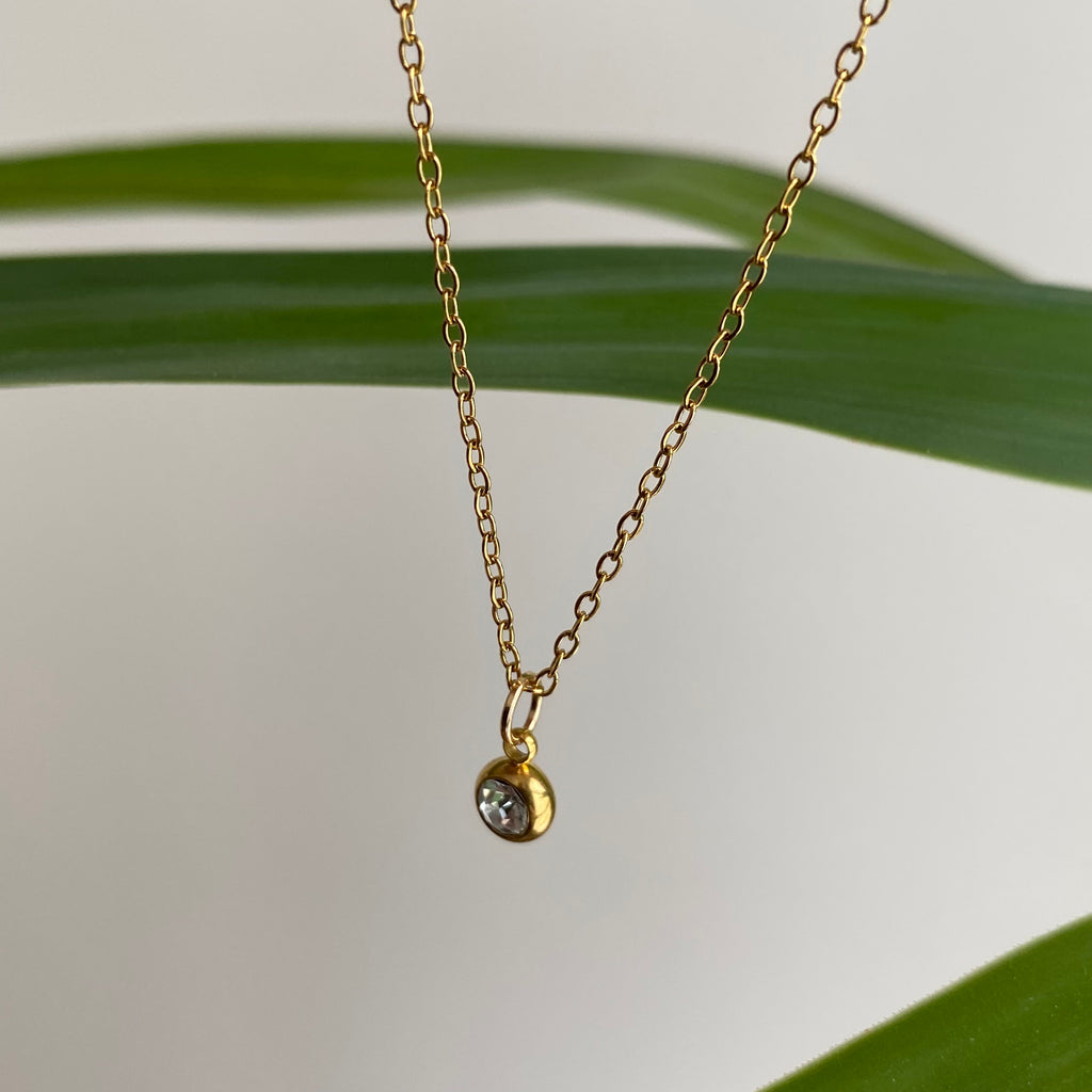 Gold Cubic Zirconia Pendant Necklace