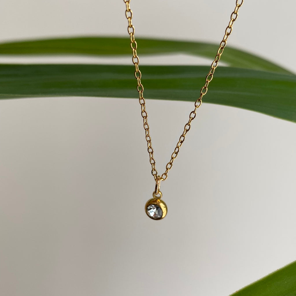 Gold Cubic Zirconia Pendant Necklace