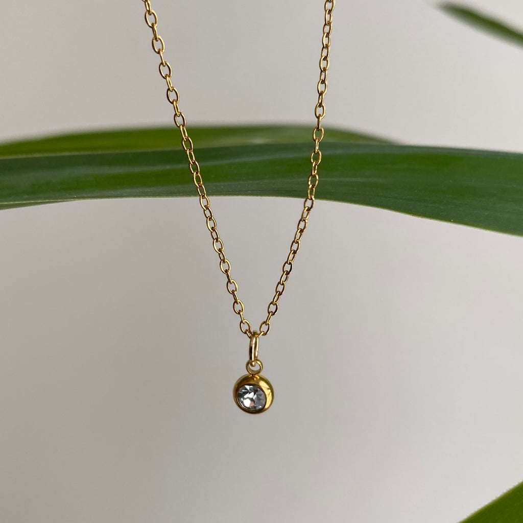 Gold Cubic Zirconia Pendant Necklace