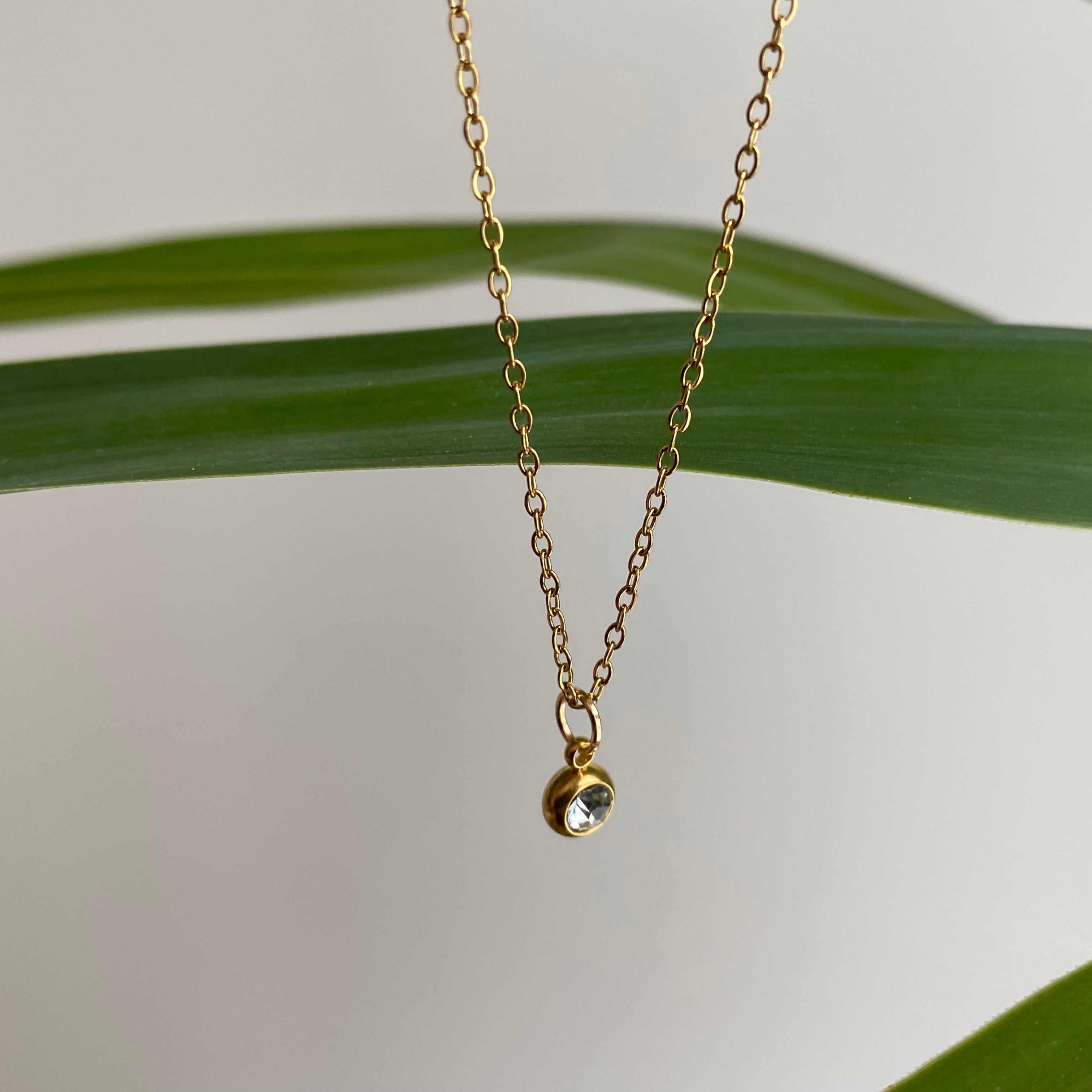 Gold Cubic Zirconia Pendant Necklace