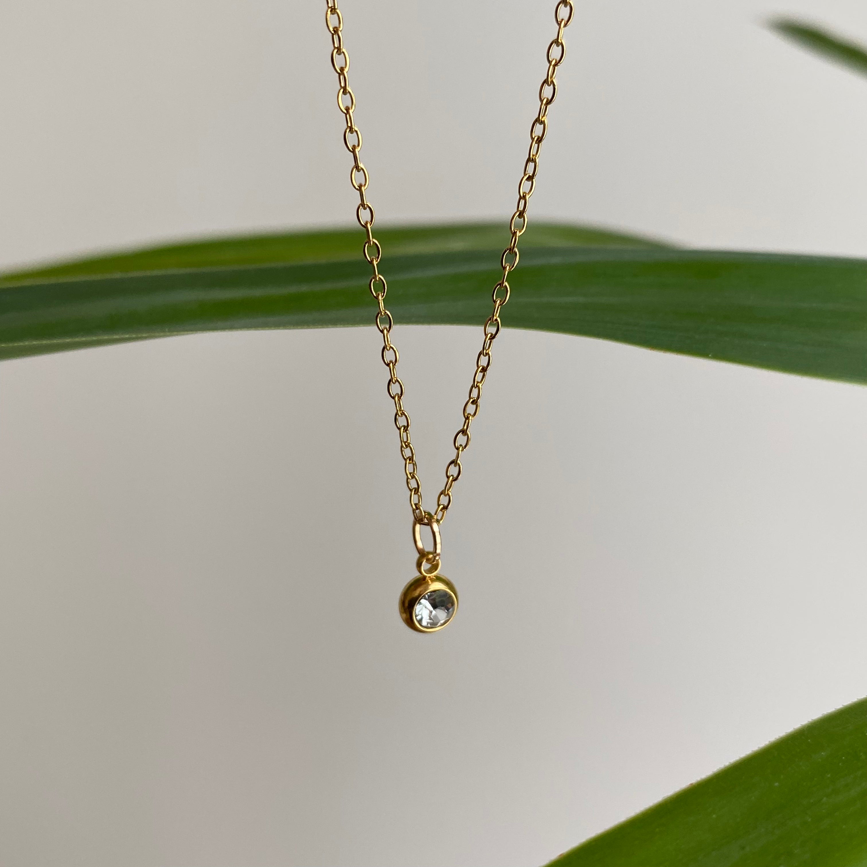 Gold Cubic Zirconia Pendant Necklace