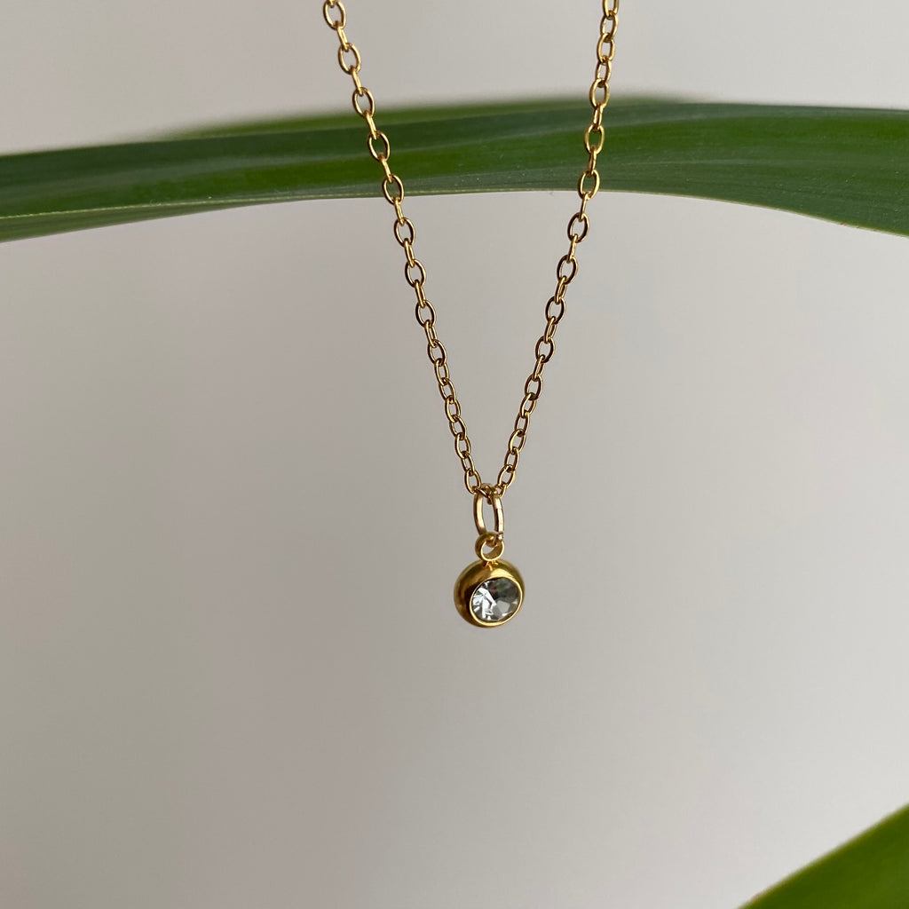 Gold Cubic Zirconia Pendant Necklace