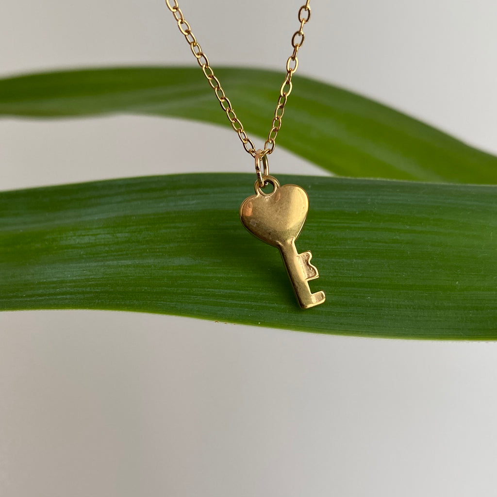 Gold Key to my Heart Pendant Necklace