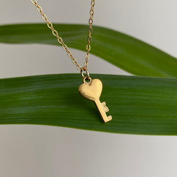 Gold Key to my Heart Pendant Necklace