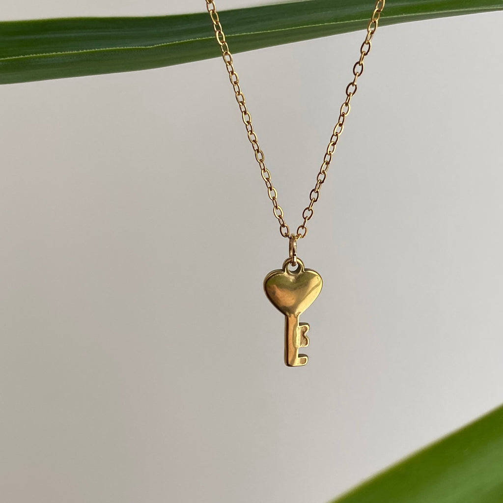 Gold Key to my Heart Pendant Necklace