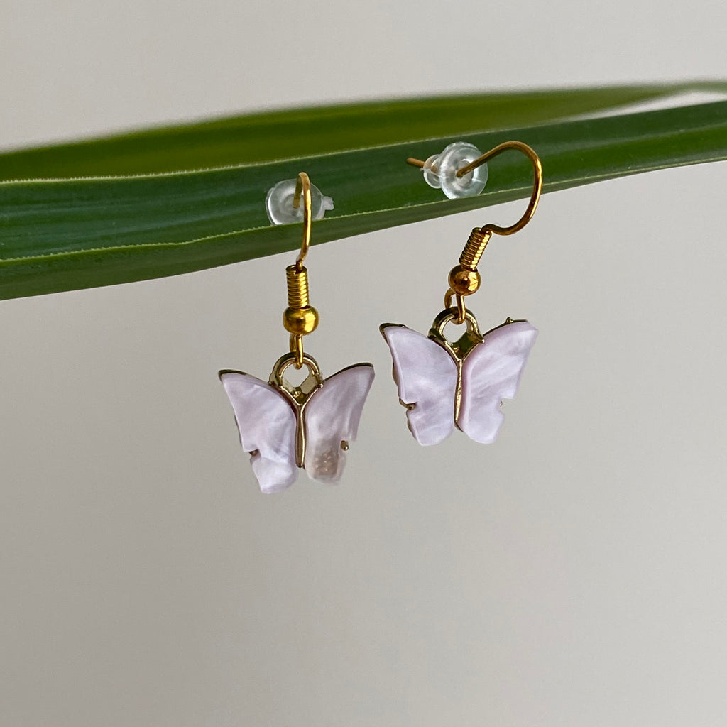Pastel Purple Butterfly Dangle Earrings