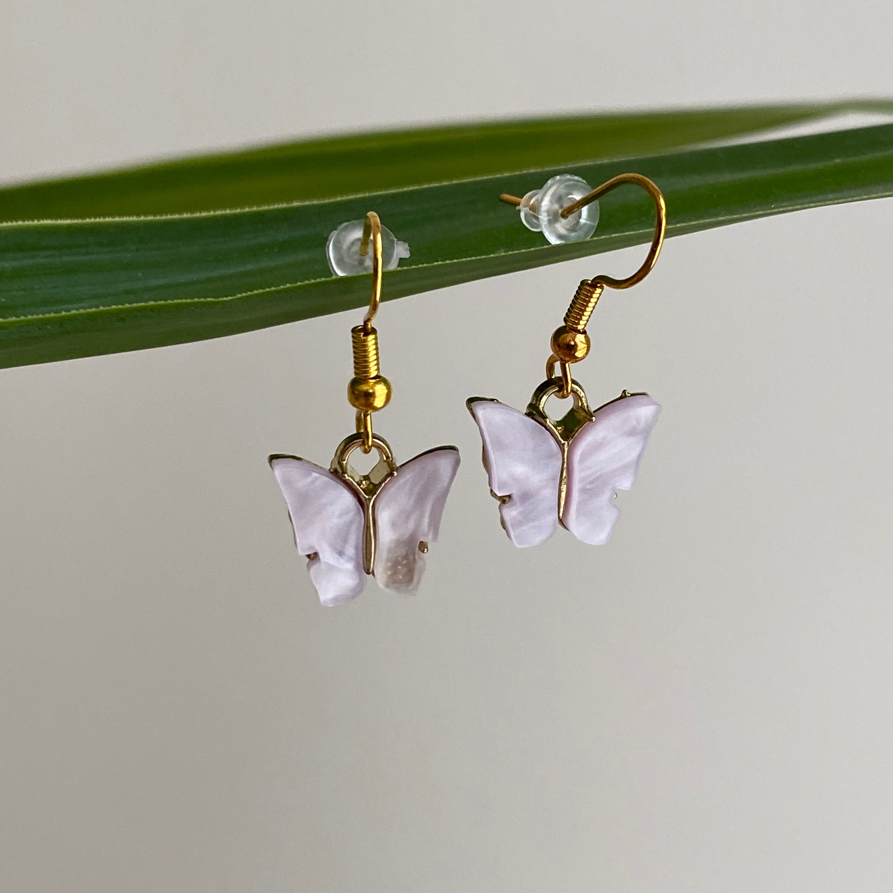 Pastel Purple Butterfly Dangle Earrings