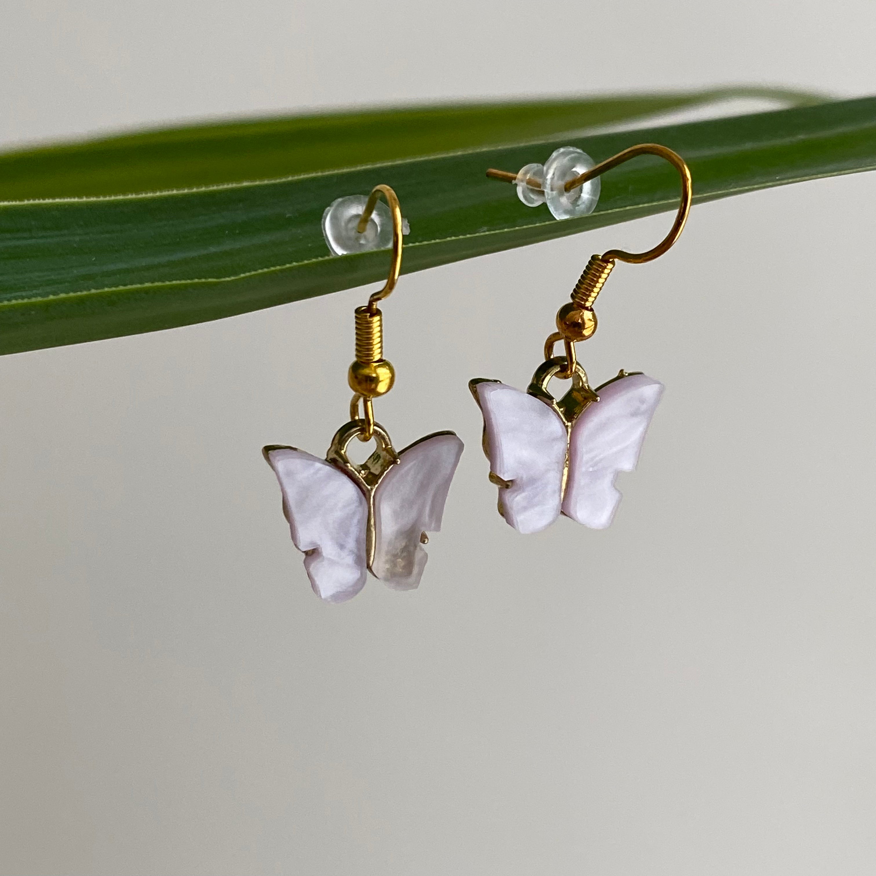 Pastel Purple Butterfly Dangle Earrings