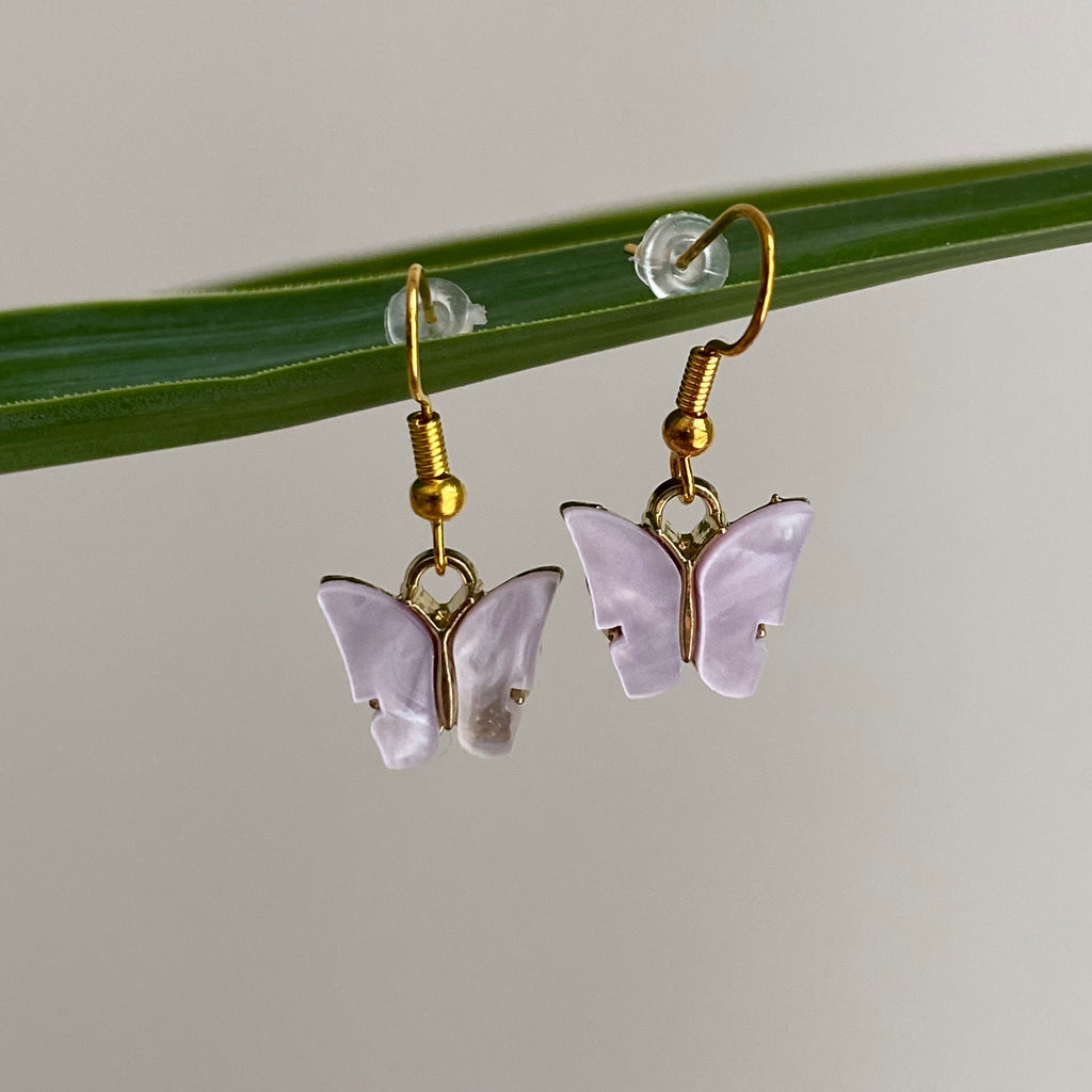 Pastel Purple Butterfly Dangle Earrings