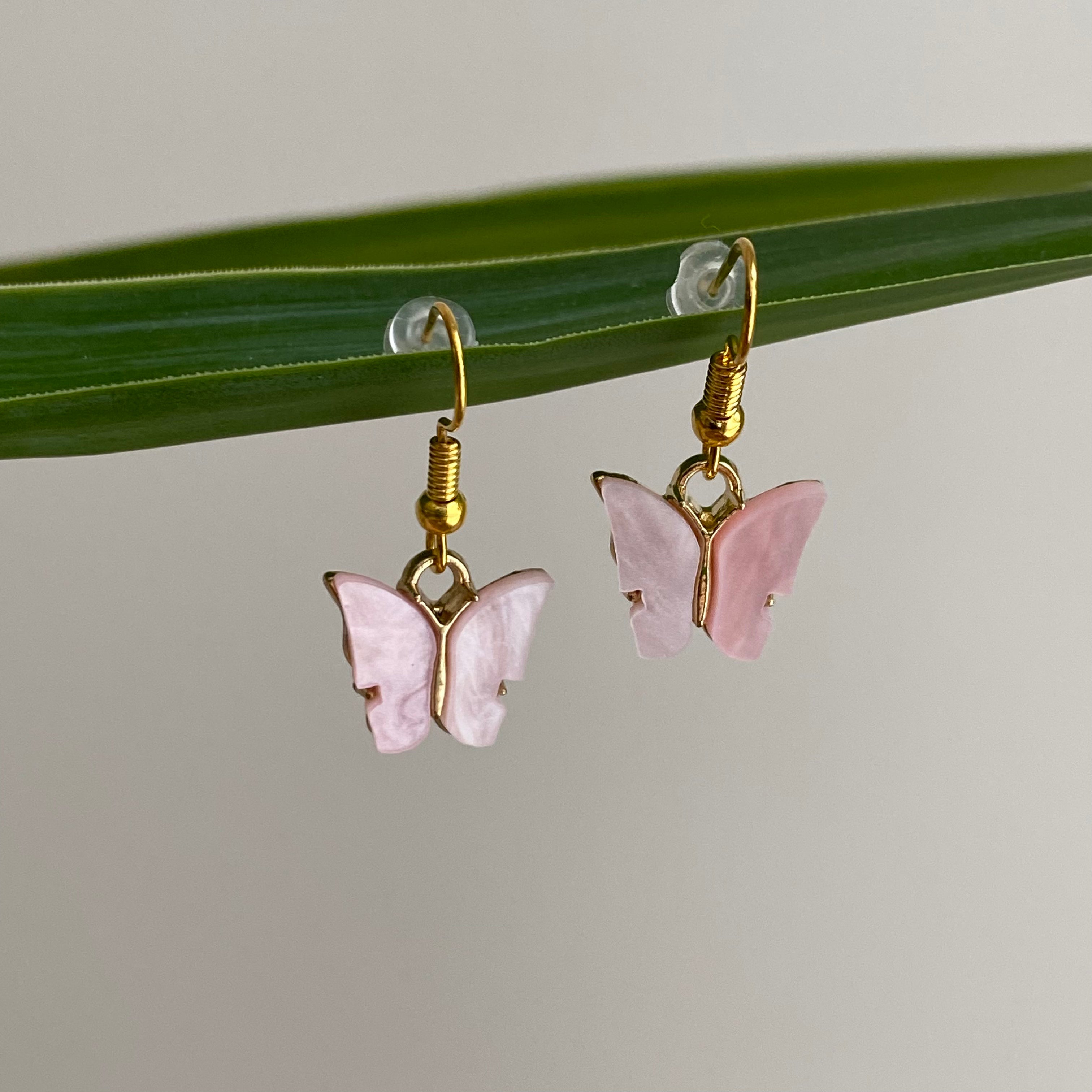 Pastel Pink Butterfly Dangle Earrings