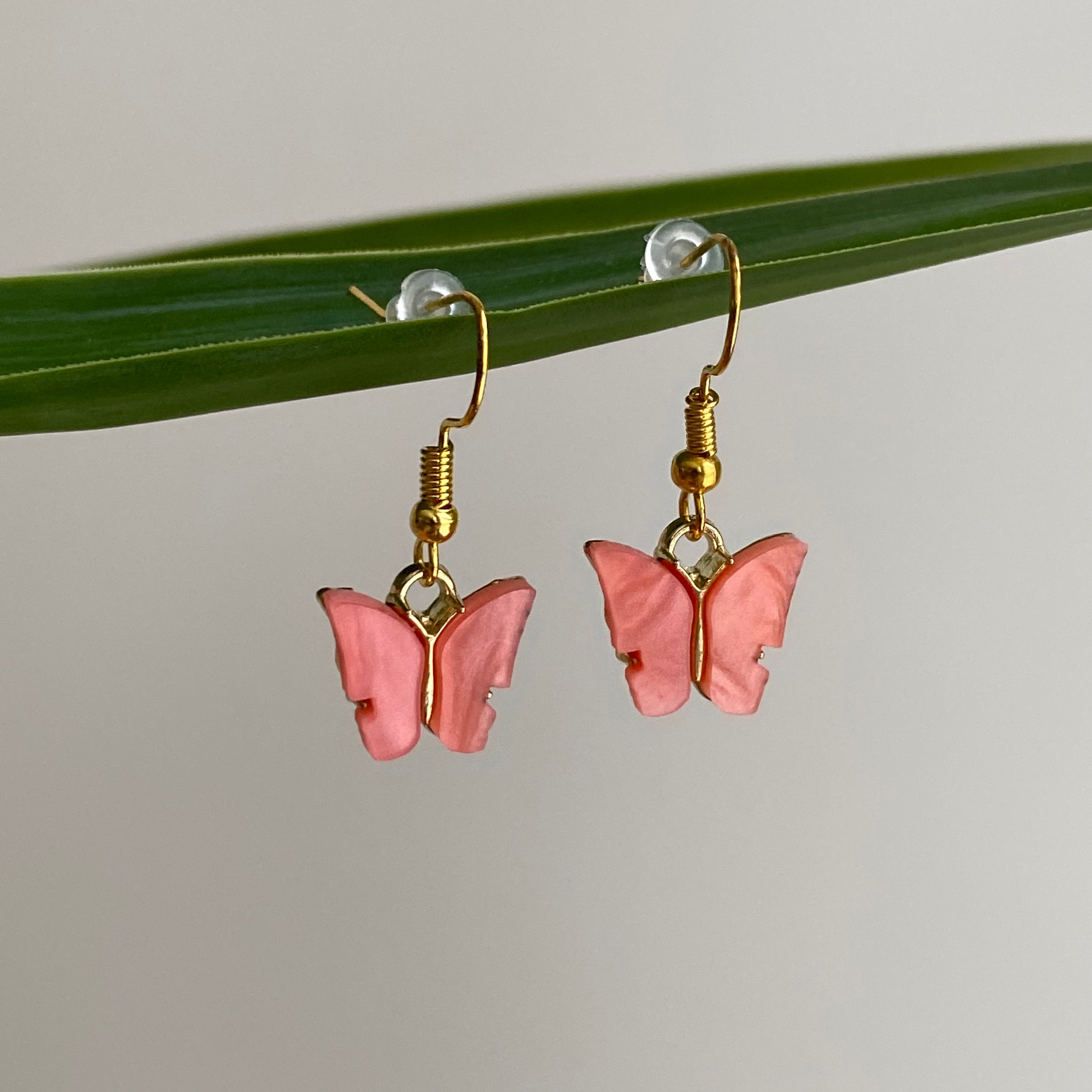 Orange Butterfly Dangle Earrings