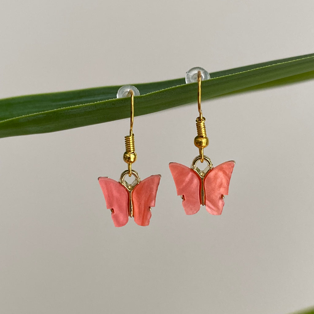 Orange Butterfly Dangle Earrings