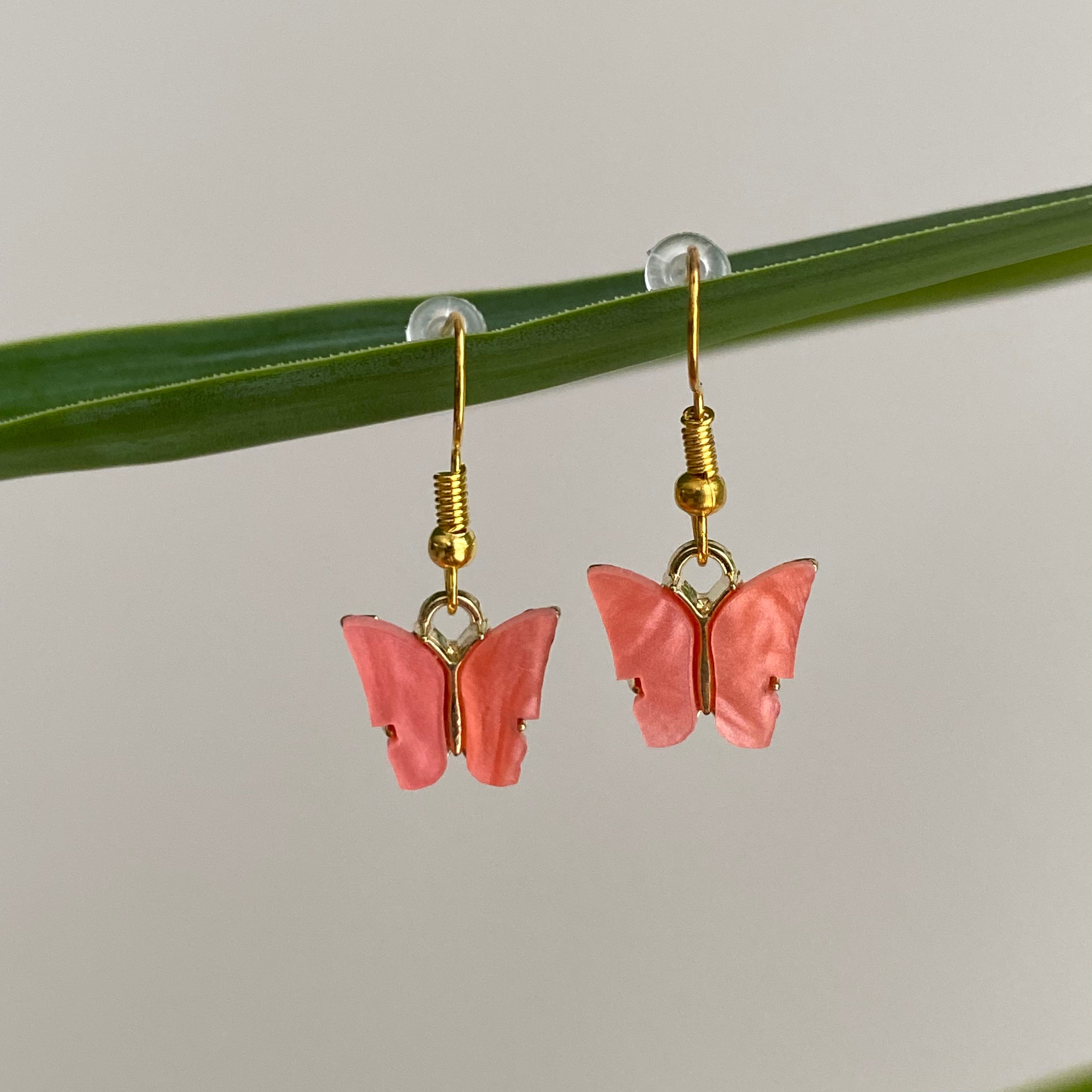 Orange Butterfly Dangle Earrings