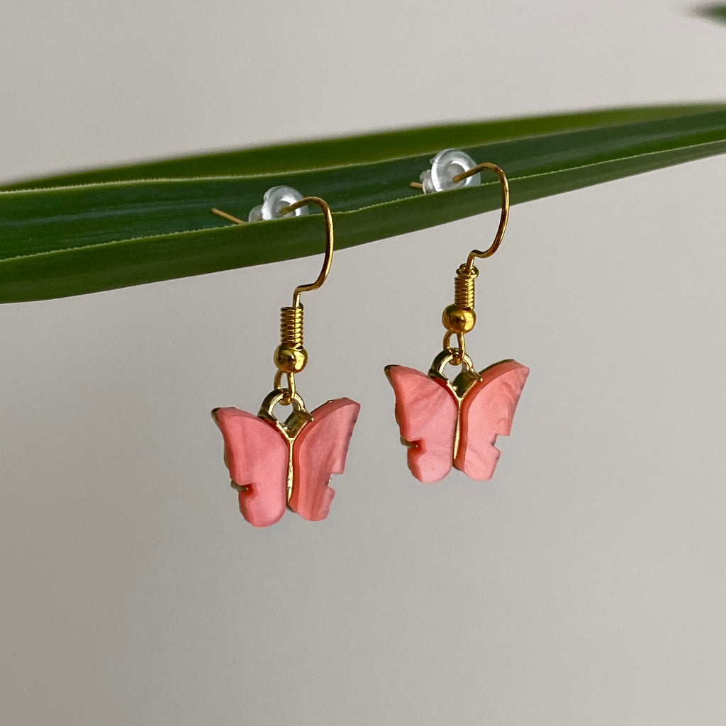 Orange Butterfly Dangle Earrings