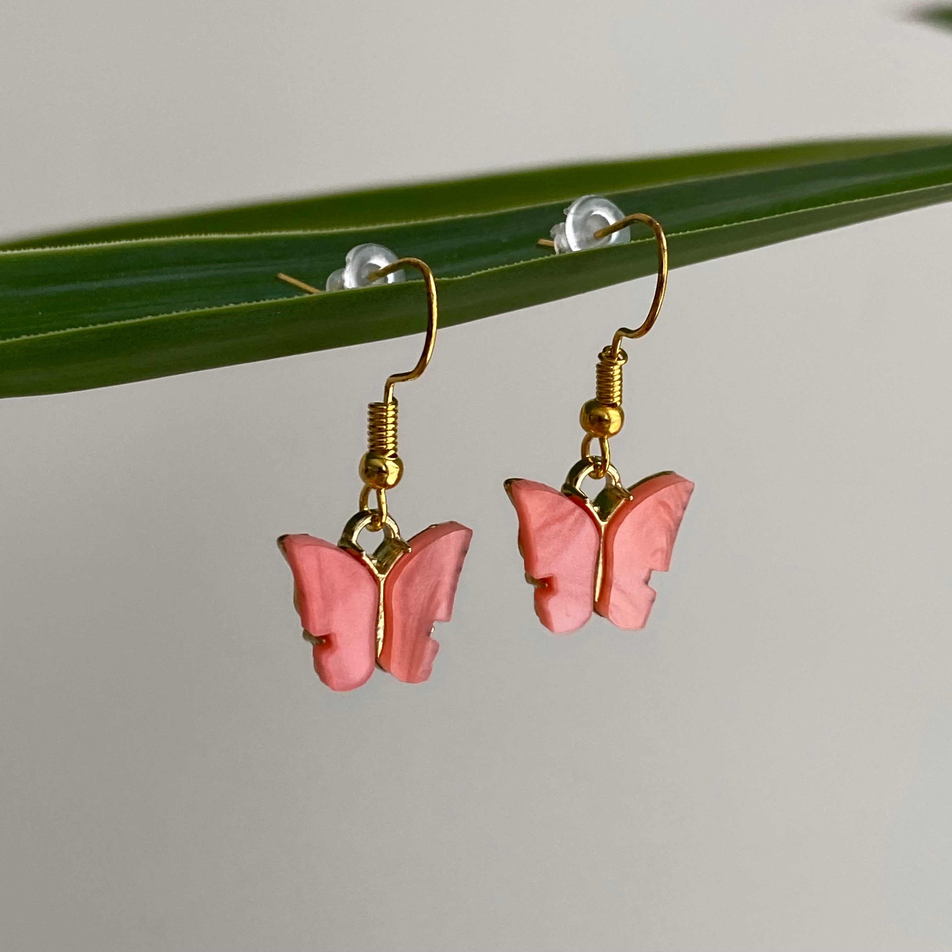 Orange Butterfly Dangle Earrings