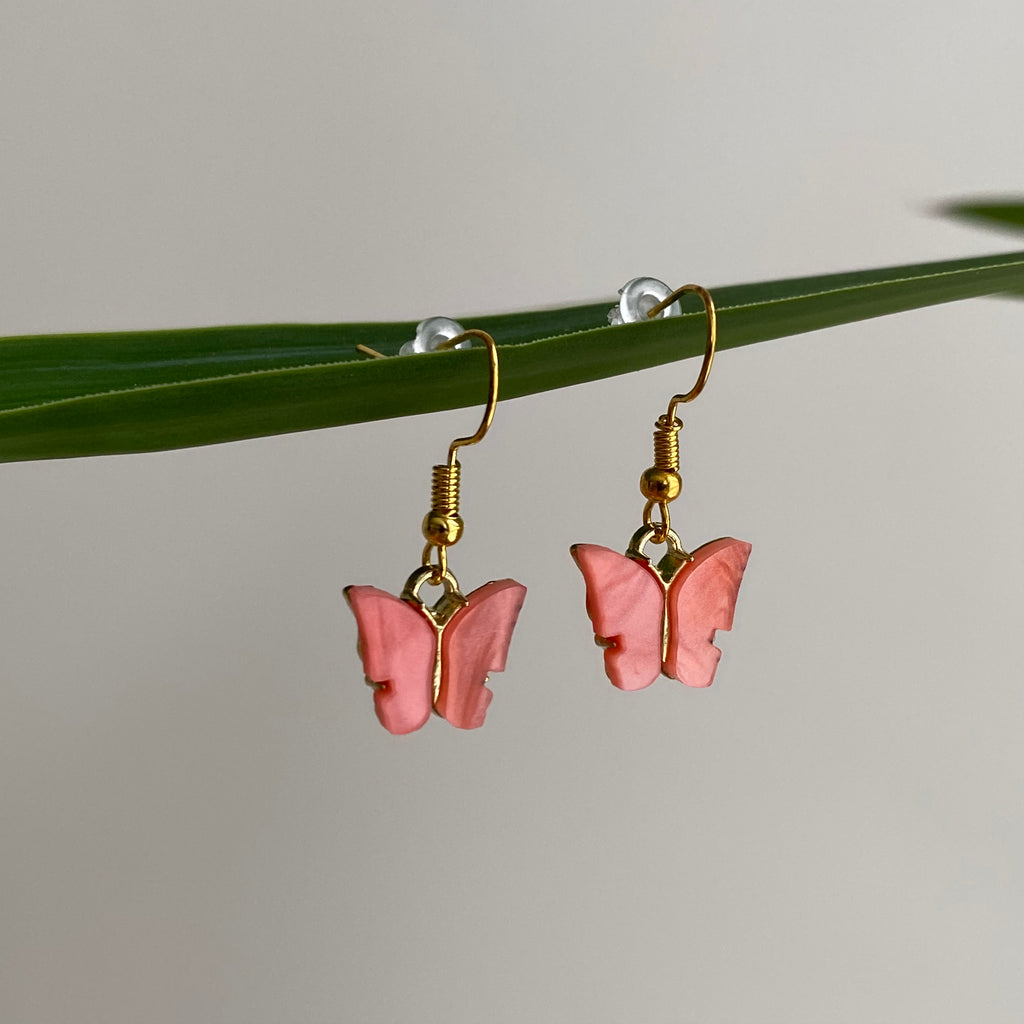 Orange Butterfly Dangle Earrings